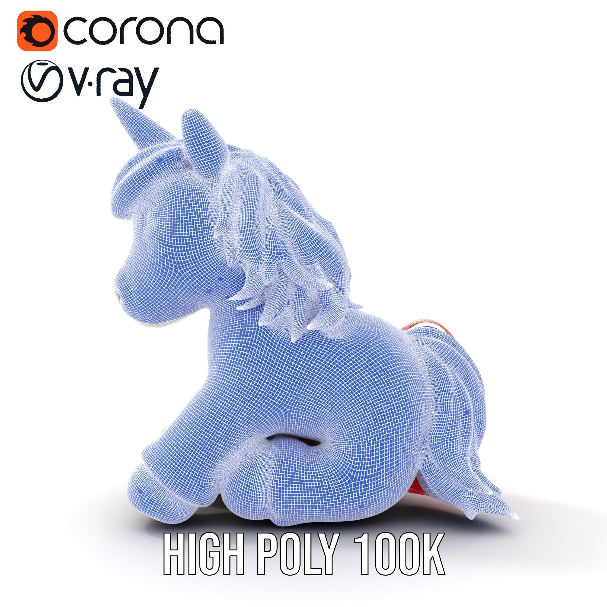 Unicorn Plush Toy Model Pack Low-poly 3D model_37