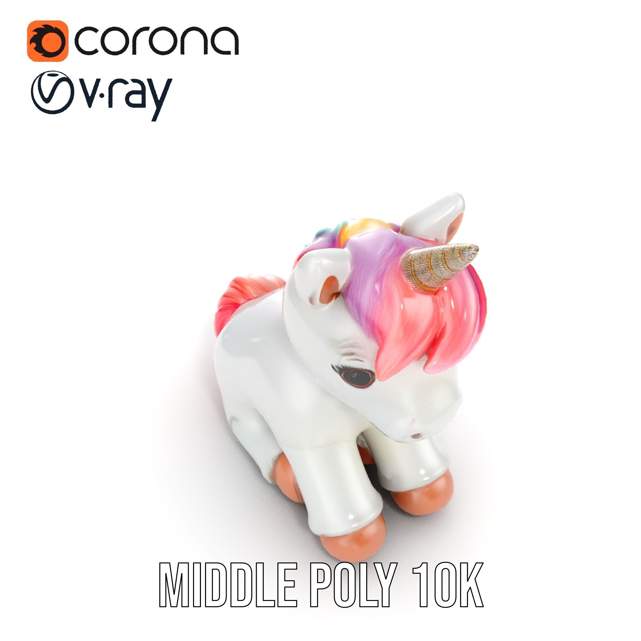 Unicorn Plush Toy Model Pack Low-poly 3D model_19