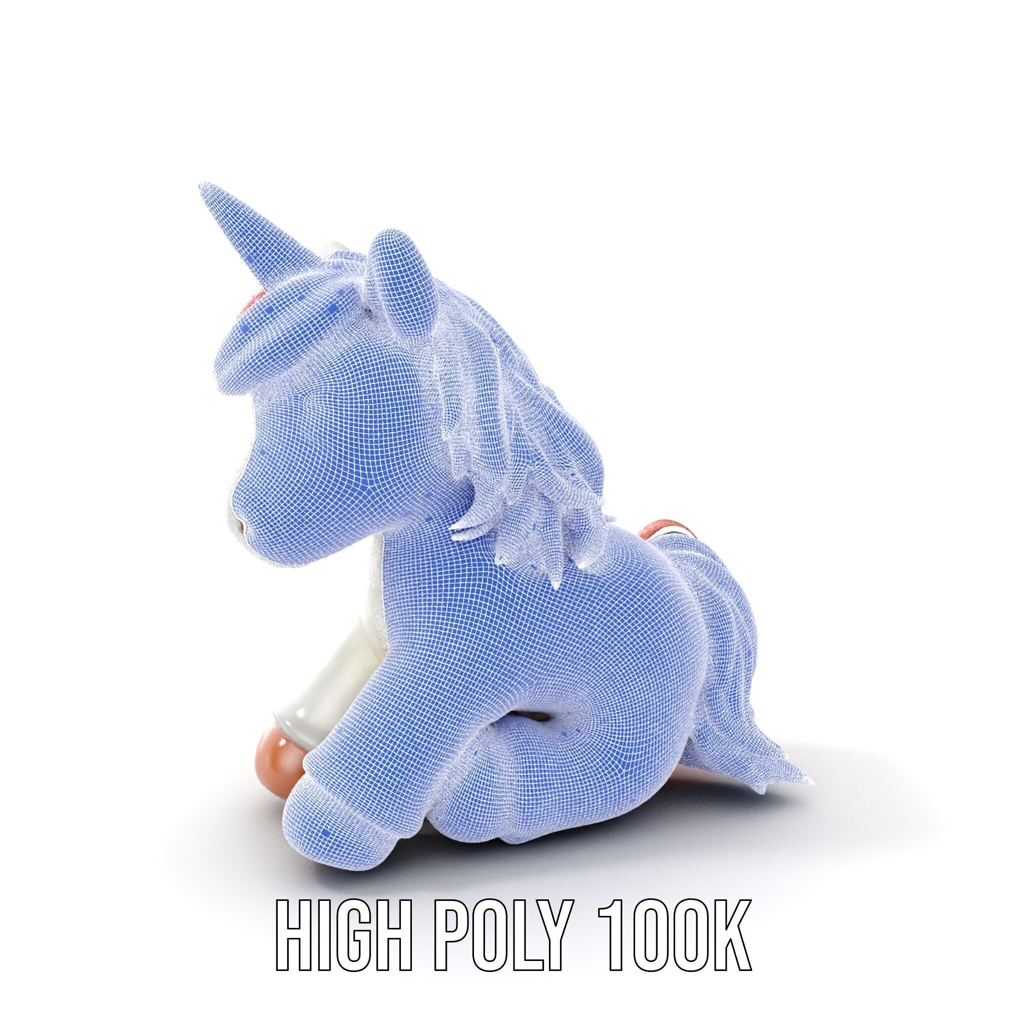 Unicorn Plush Toy Model Pack Low-poly 3D model_4