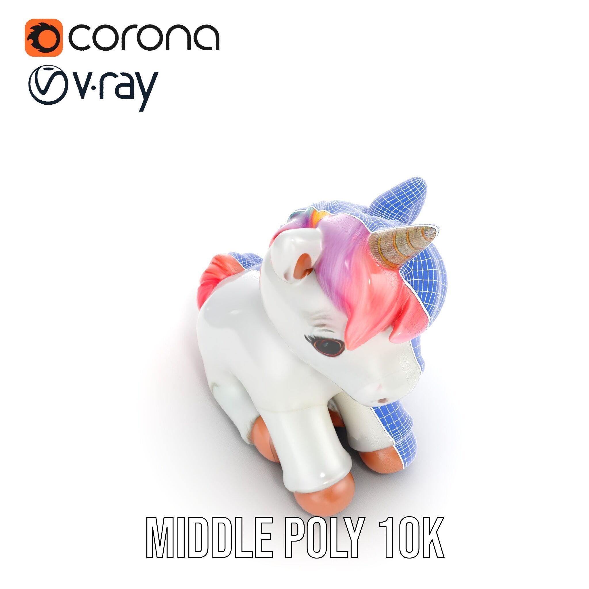 Unicorn Plush Toy Model Pack Low-poly 3D model_30