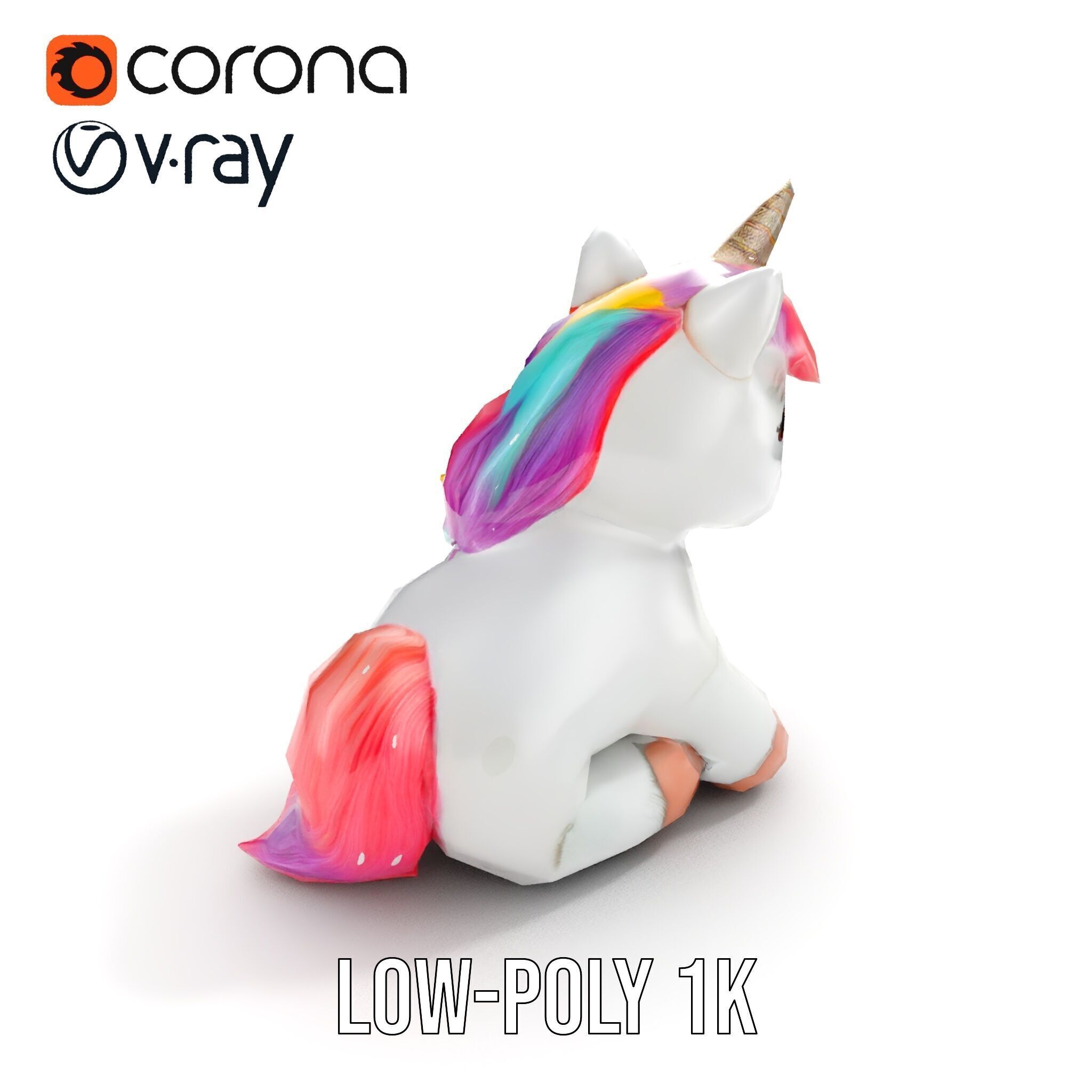 Unicorn Plush Toy Model Pack Low-poly 3D model_23
