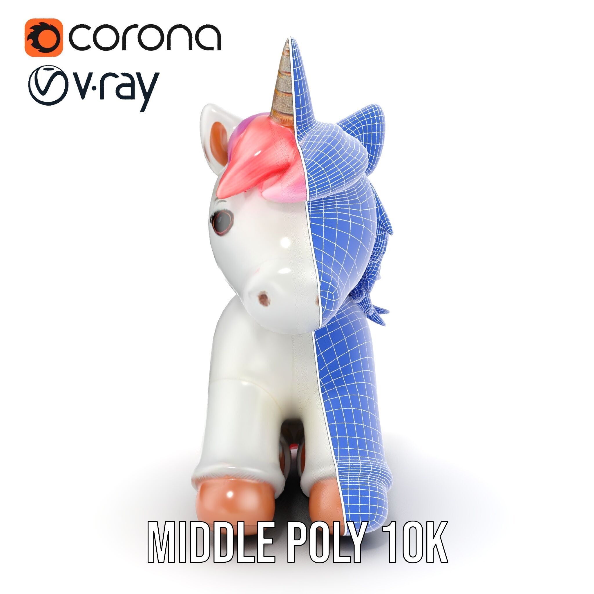 Unicorn Plush Toy Model Pack Low-poly 3D model_24
