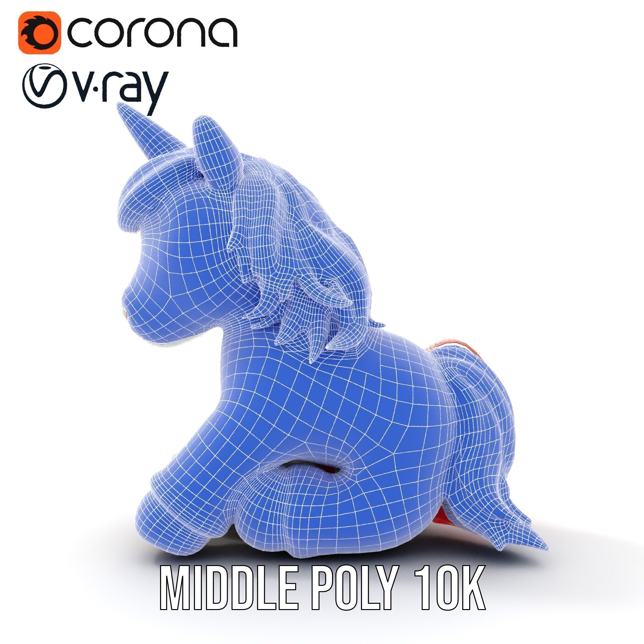 Unicorn Plush Toy Model Pack Low-poly 3D model_27