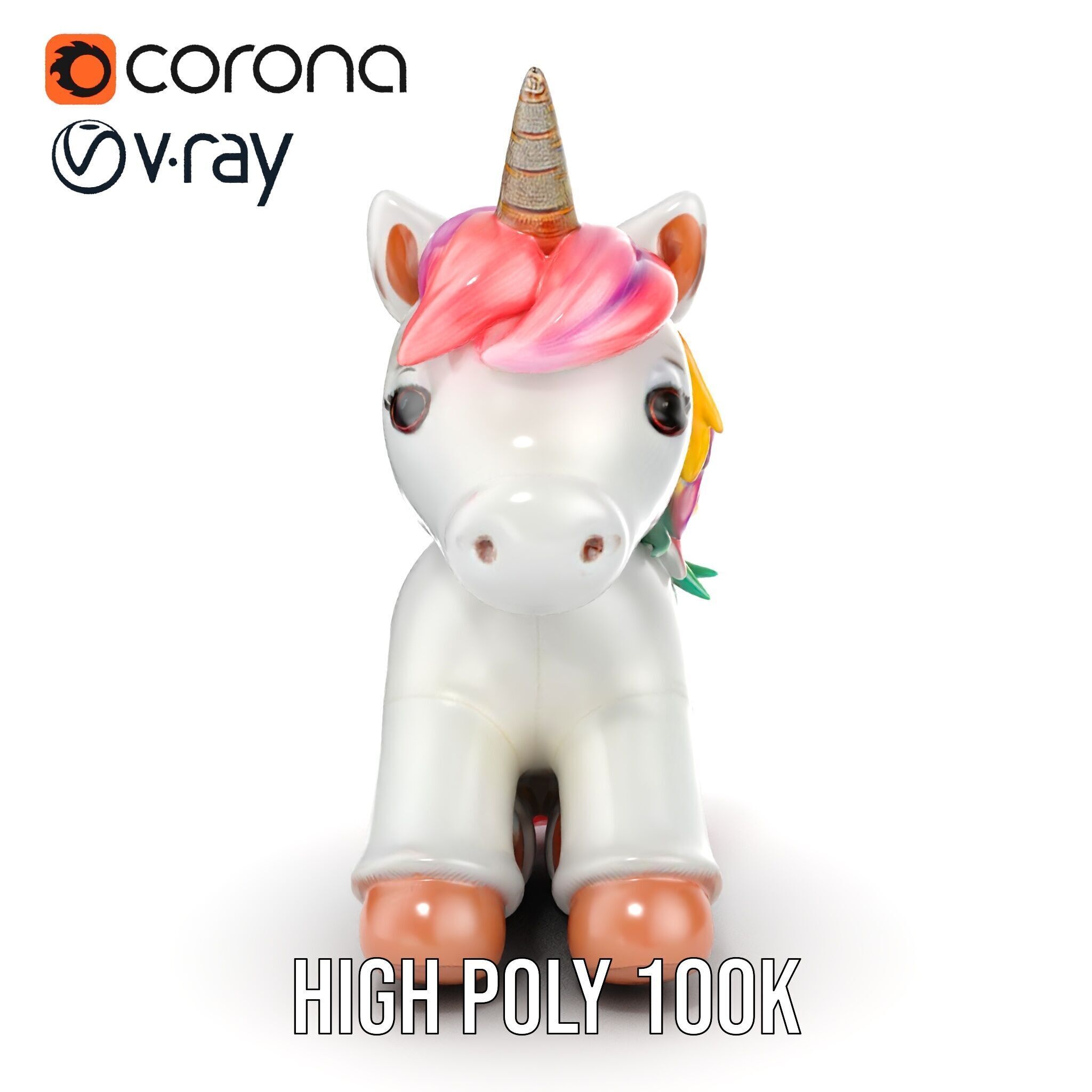 Unicorn Plush Toy Model Pack Low-poly 3D model_29