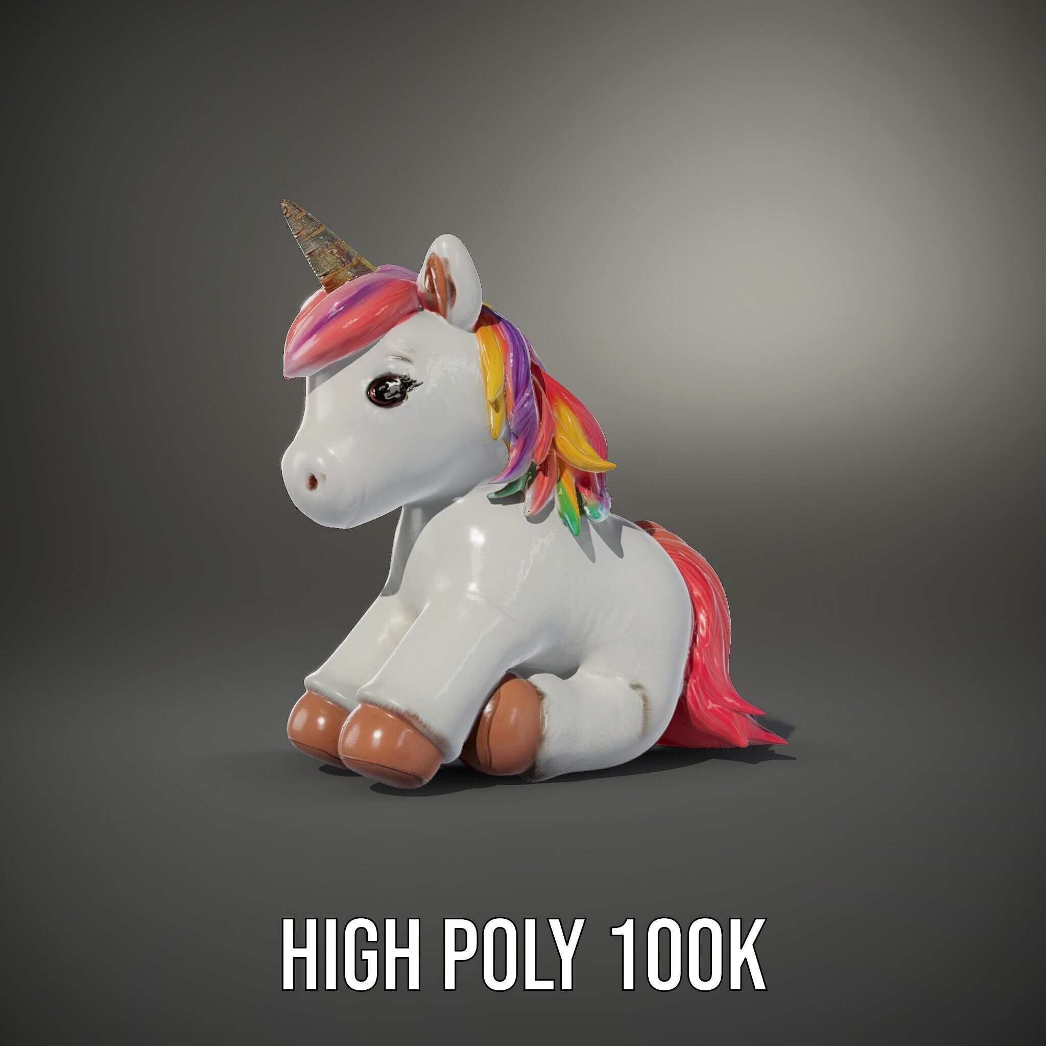 Unicorn Plush Toy Model Pack Low-poly 3D model_11