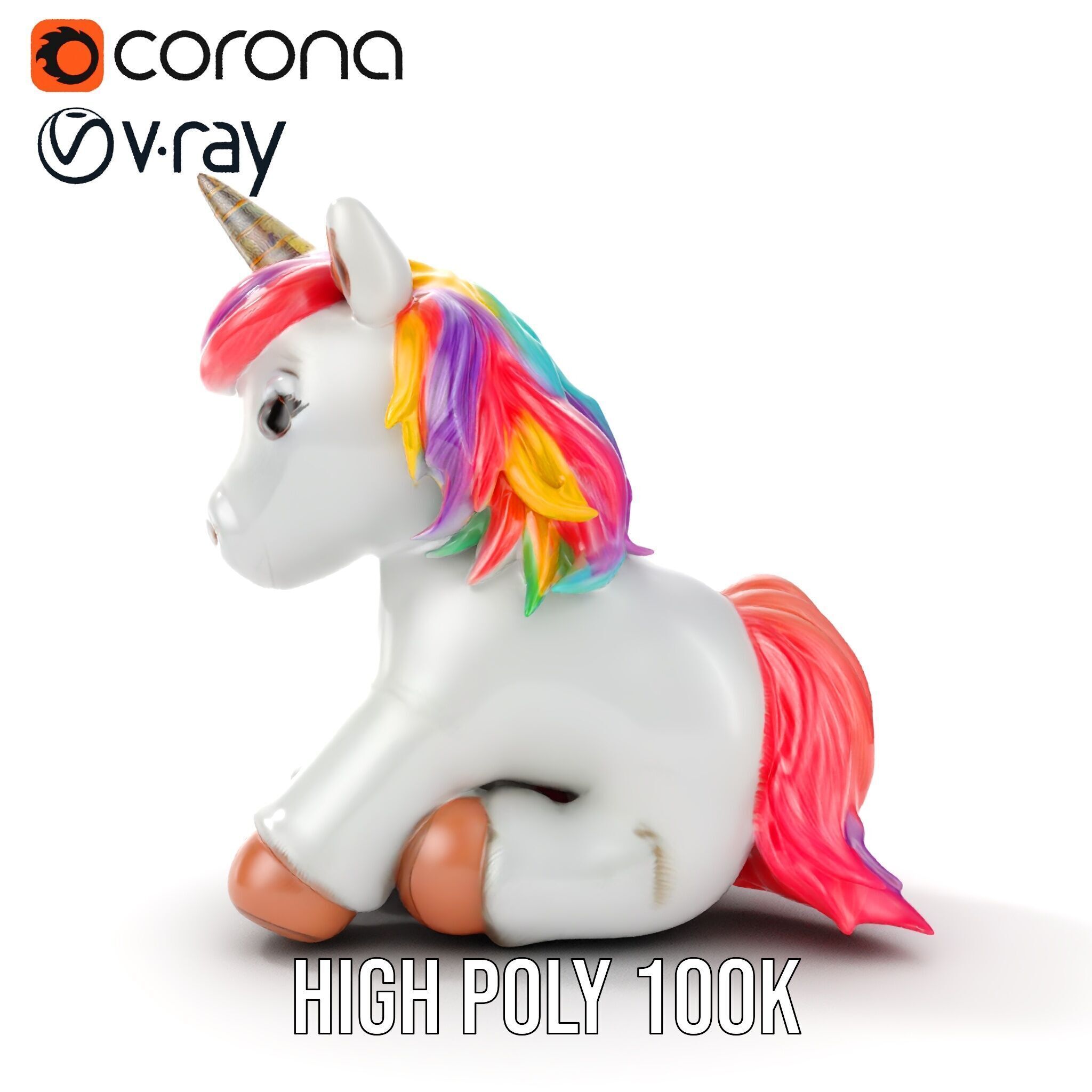 Unicorn Plush Toy Model Pack Low-poly 3D model_38