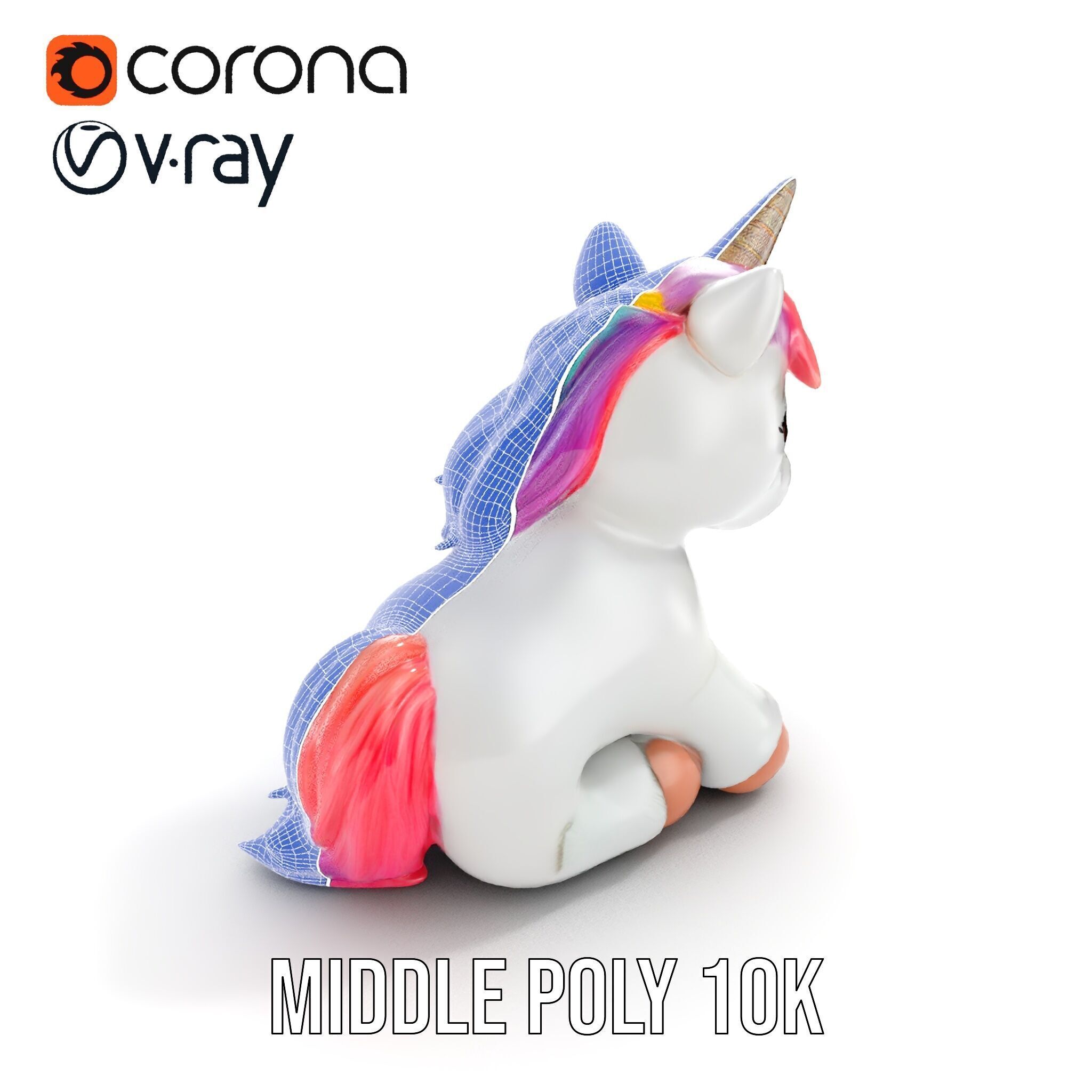 Unicorn Plush Toy Model Pack Low-poly 3D model_17