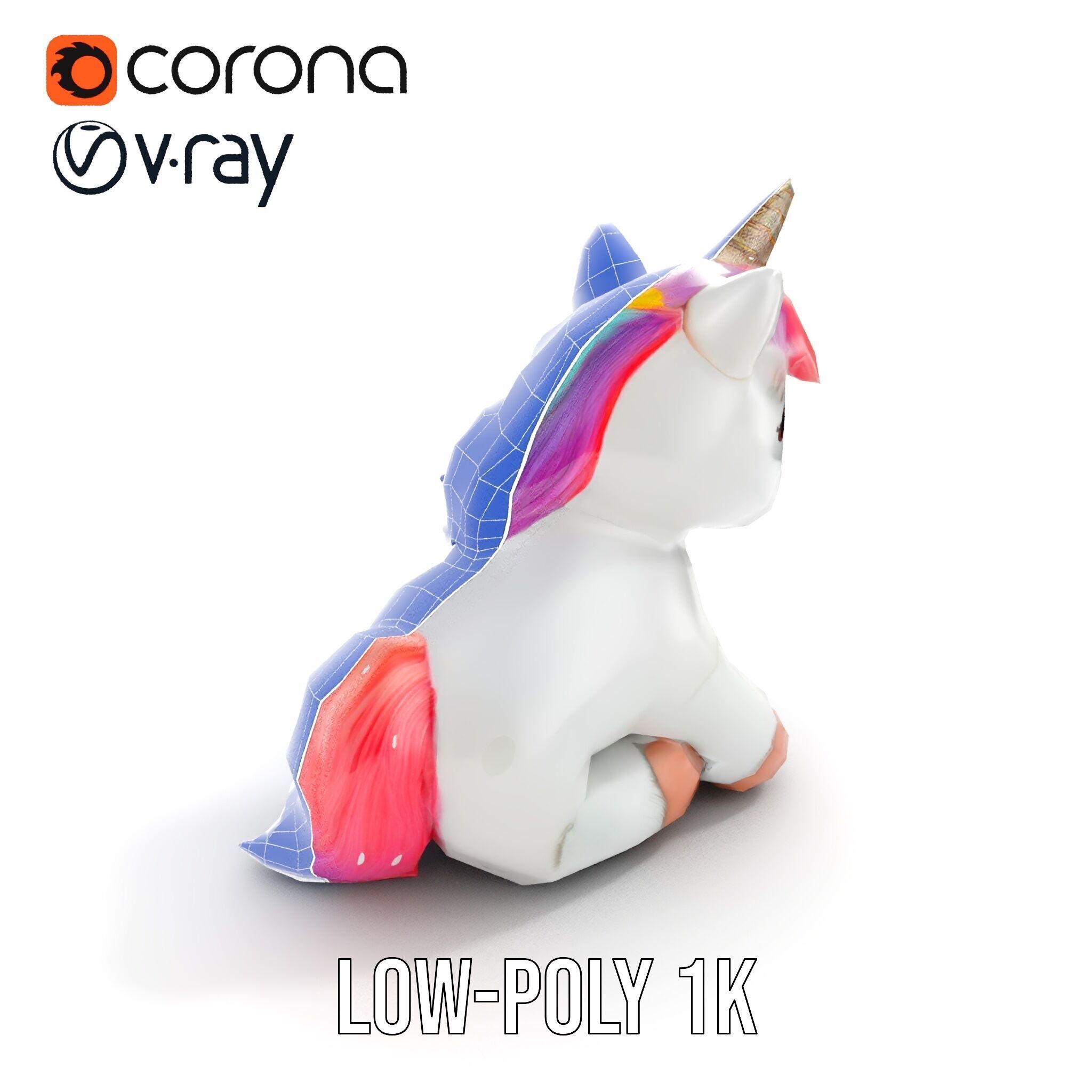 Unicorn Plush Toy Model Pack Low-poly 3D model_18