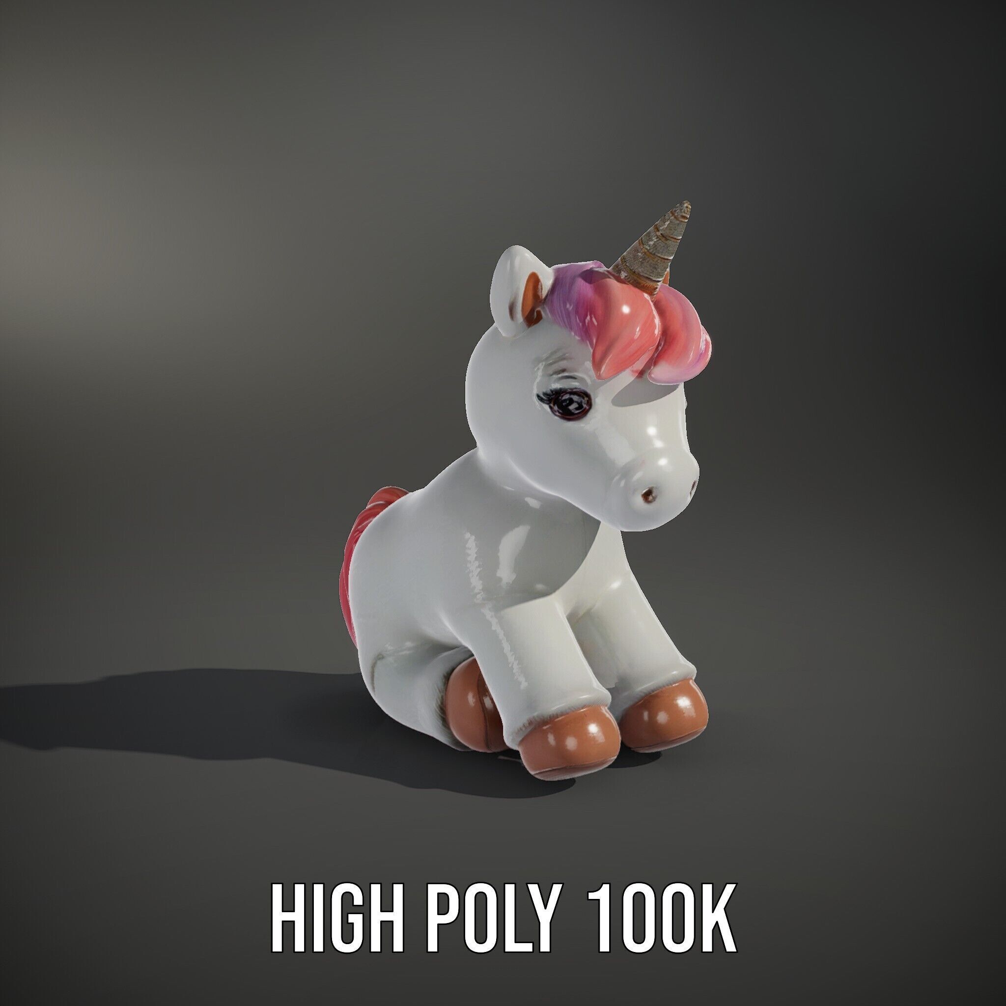 Unicorn Plush Toy Model Pack Low-poly 3D model_8