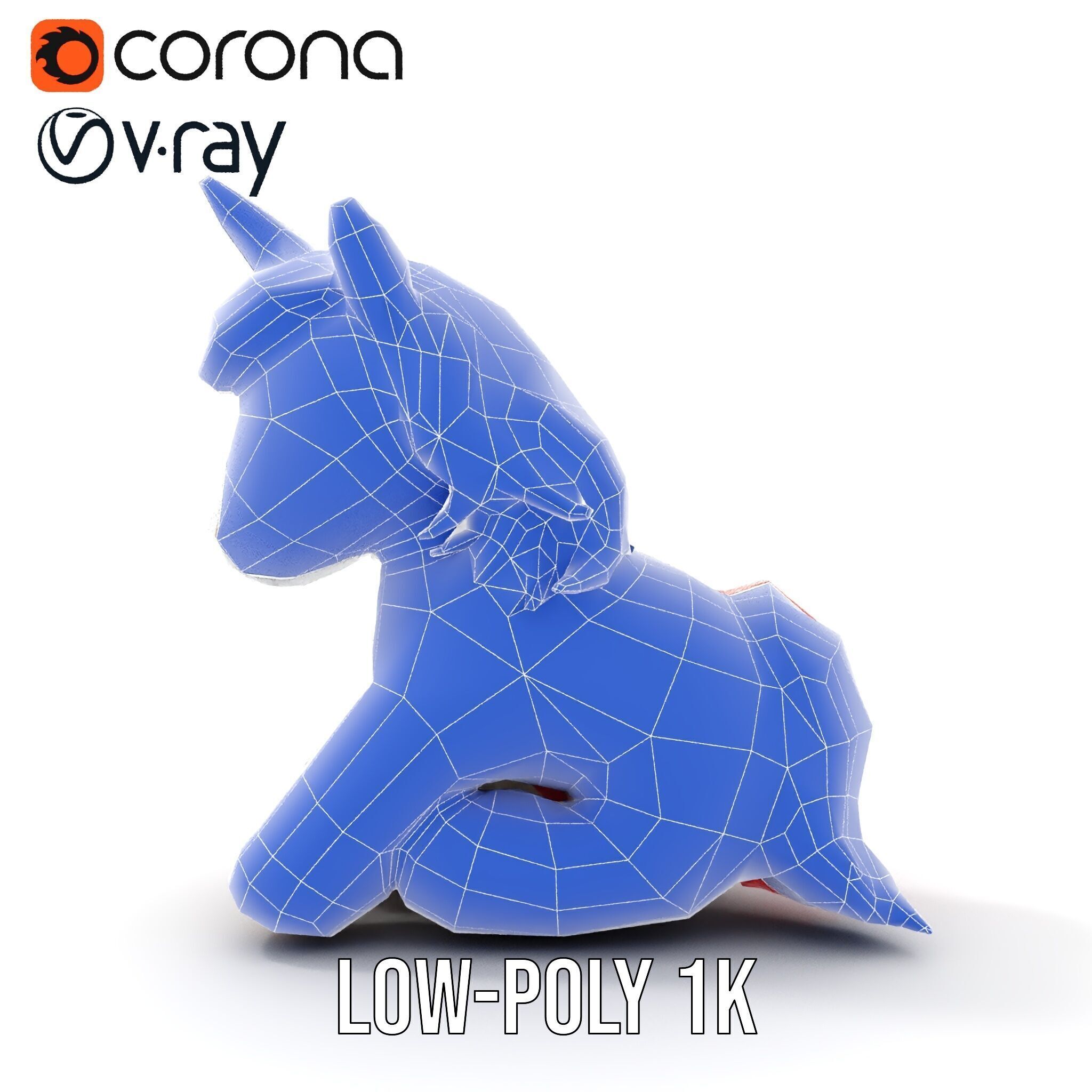 Unicorn Plush Toy Model Pack Low-poly 3D model_31