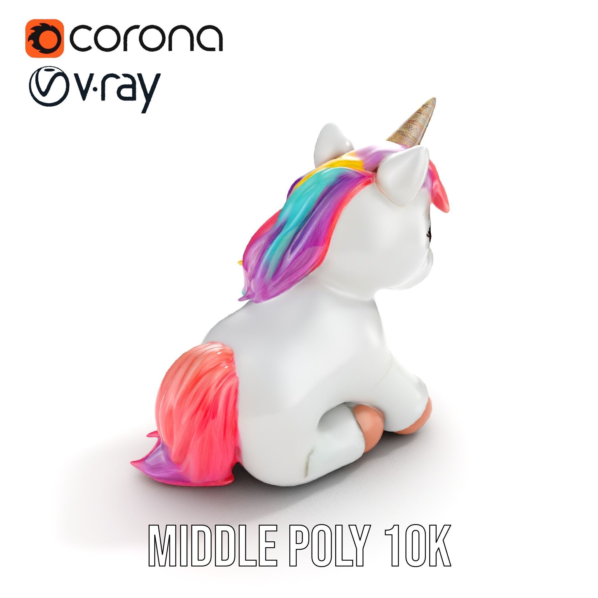 Unicorn Plush Toy Model Pack Low-poly 3D model_12