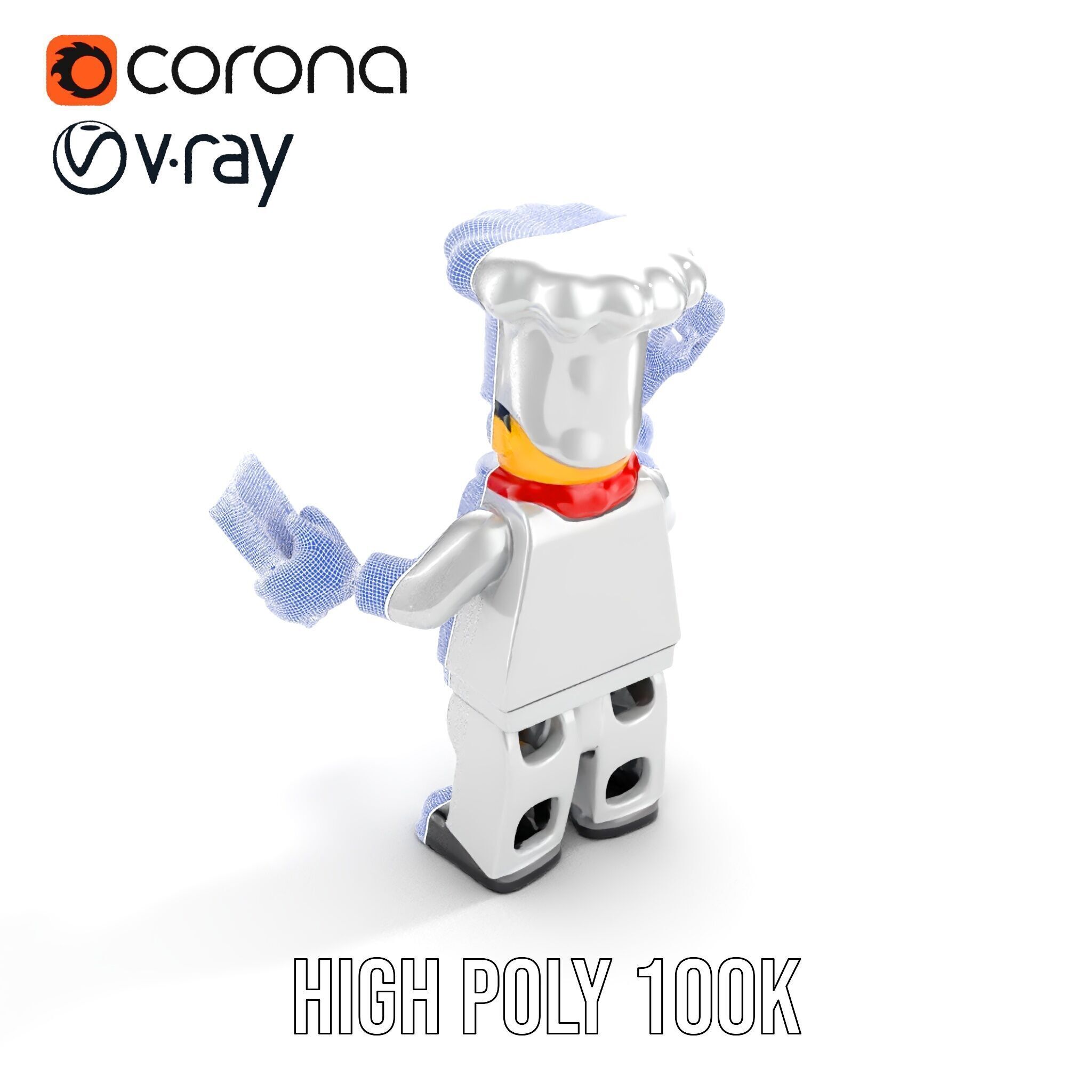 LegoStyle Chef Character Model Fully Rigged and Animated Low-poly 3D model_36