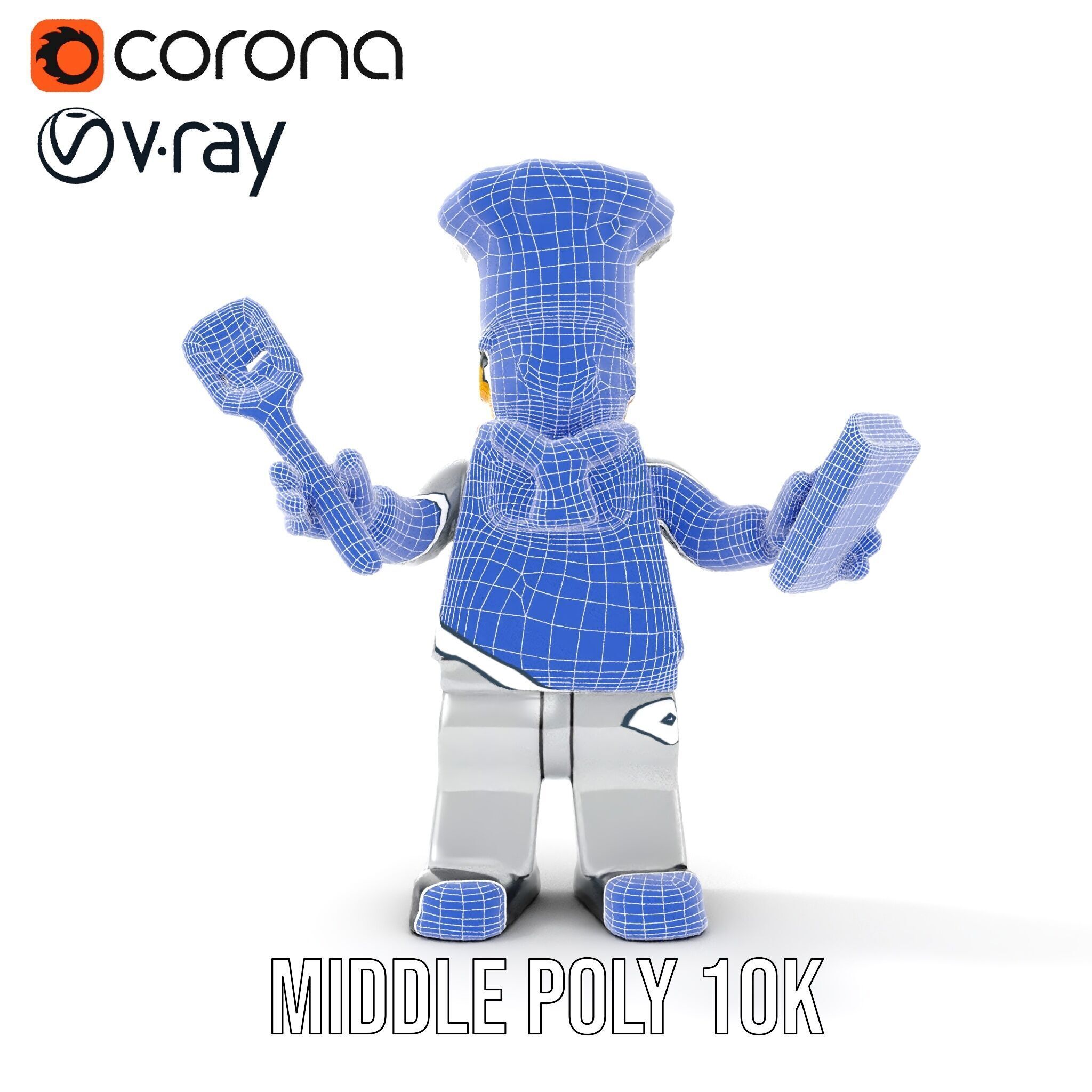 LegoStyle Chef Character Model Fully Rigged and Animated Low-poly 3D model_37