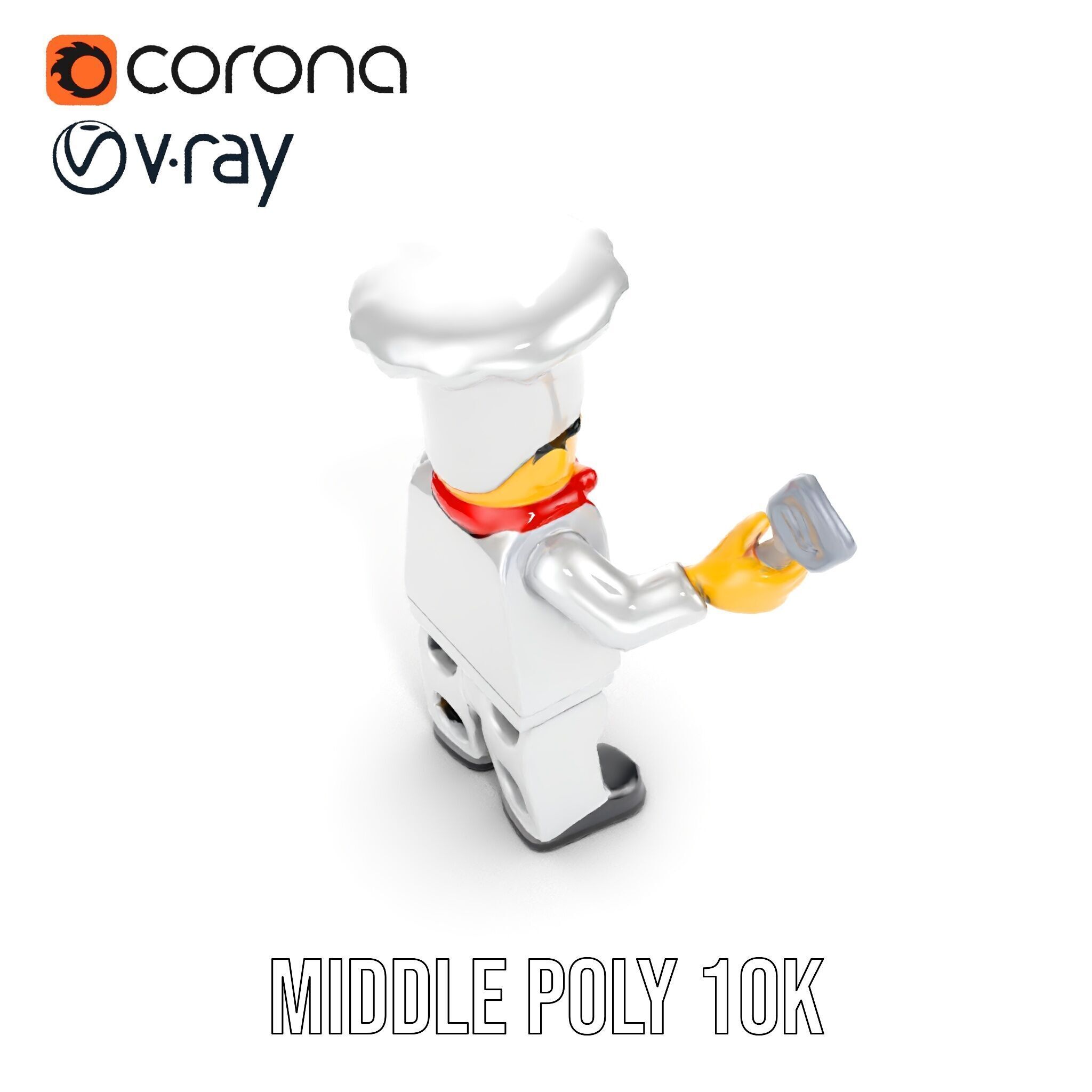 LegoStyle Chef Character Model Fully Rigged and Animated Low-poly 3D model_25