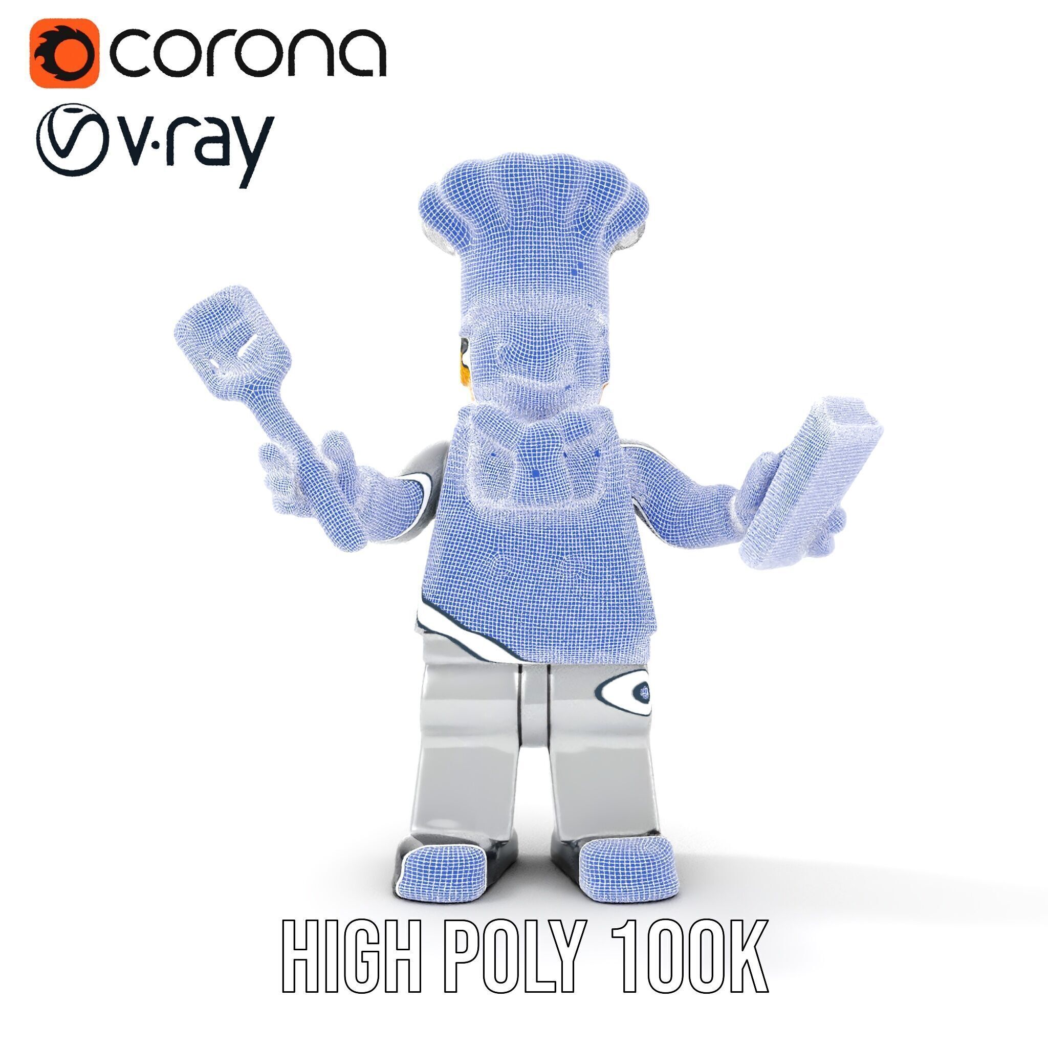 LegoStyle Chef Character Model Fully Rigged and Animated Low-poly 3D model_33