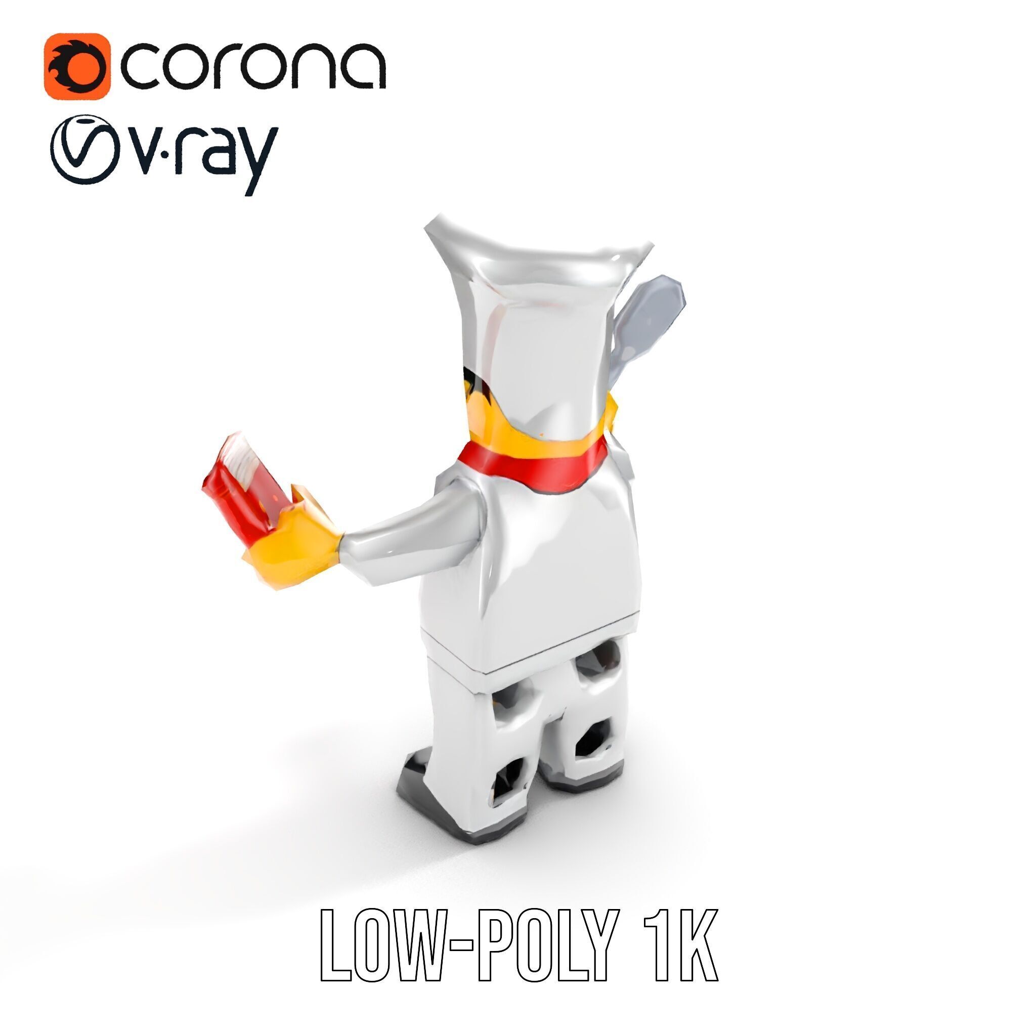 LegoStyle Chef Character Model Fully Rigged and Animated Low-poly 3D model_10