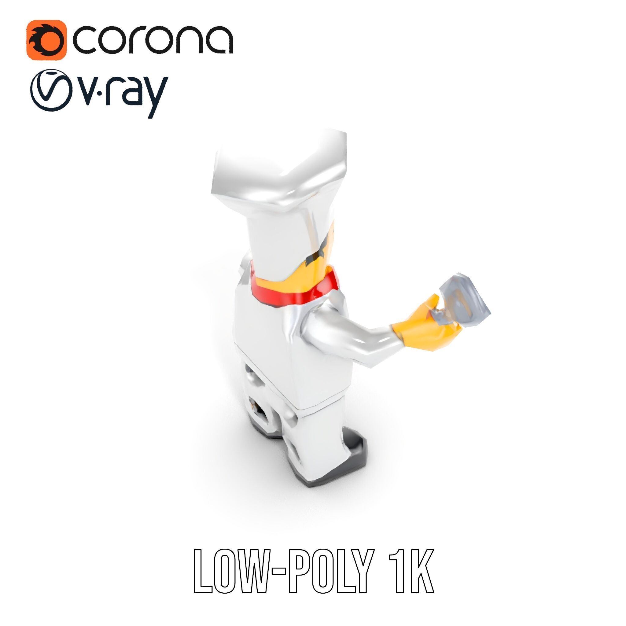 LegoStyle Chef Character Model Fully Rigged and Animated Low-poly 3D model_13