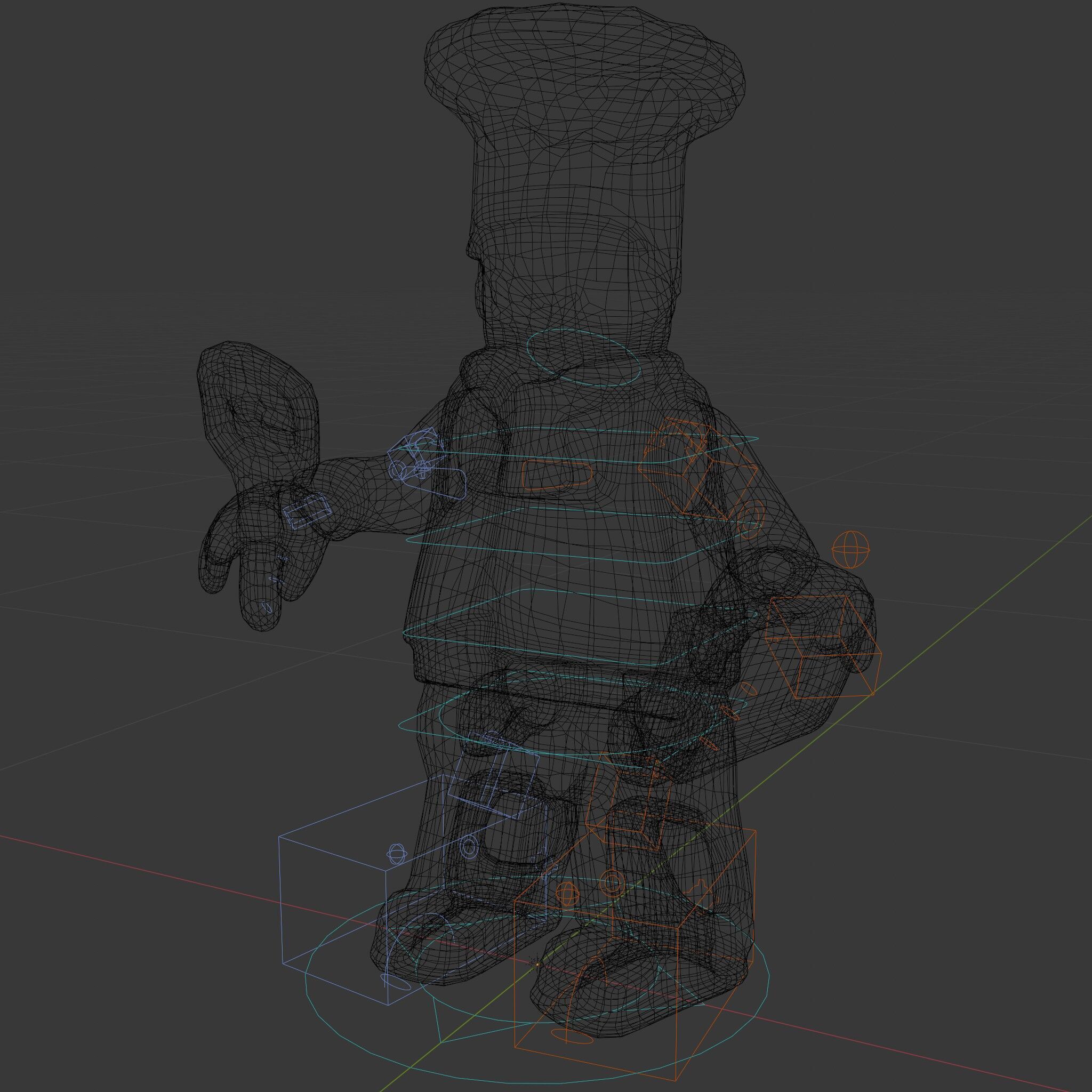 LegoStyle Chef Character Model Fully Rigged and Animated Low-poly 3D model_9