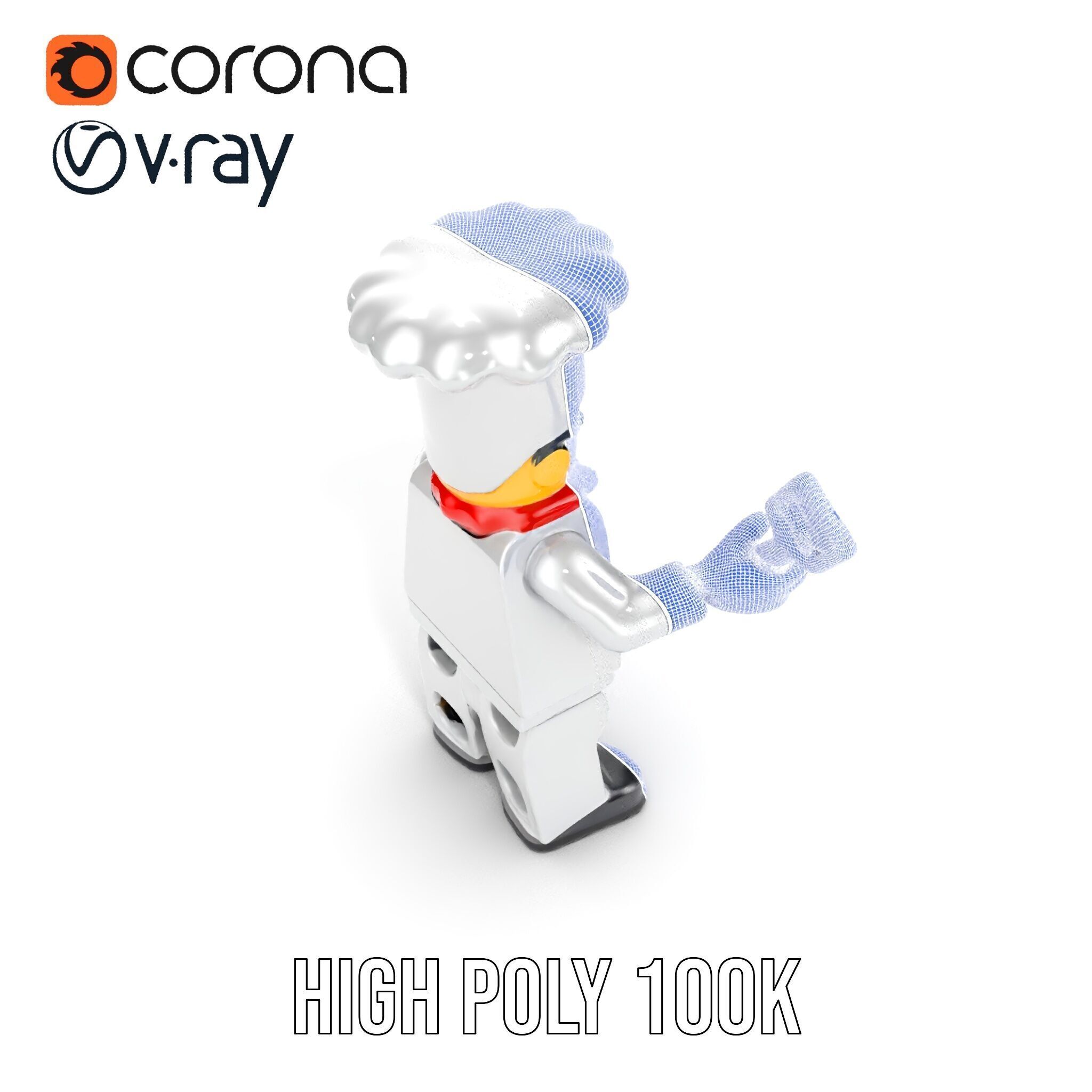 LegoStyle Chef Character Model Fully Rigged and Animated Low-poly 3D model_40