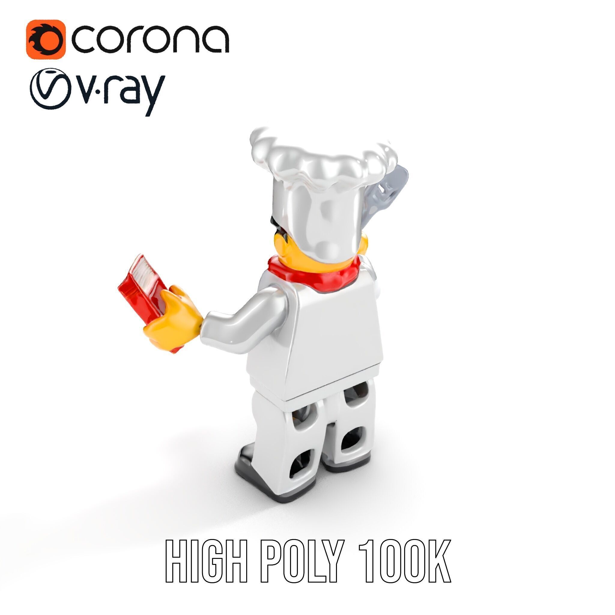 LegoStyle Chef Character Model Fully Rigged and Animated Low-poly 3D model_19