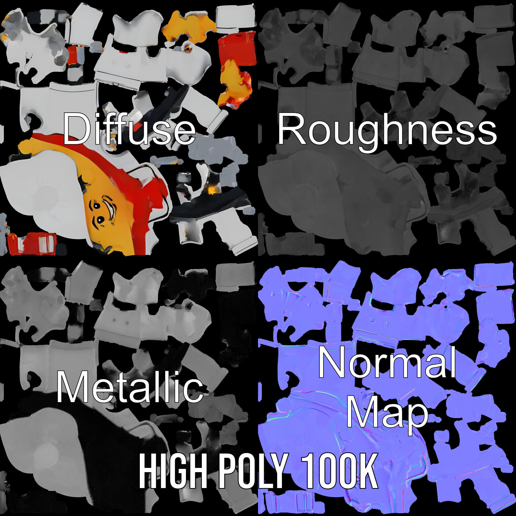 LegoStyle Chef Character Model Fully Rigged and Animated Low-poly 3D model_3