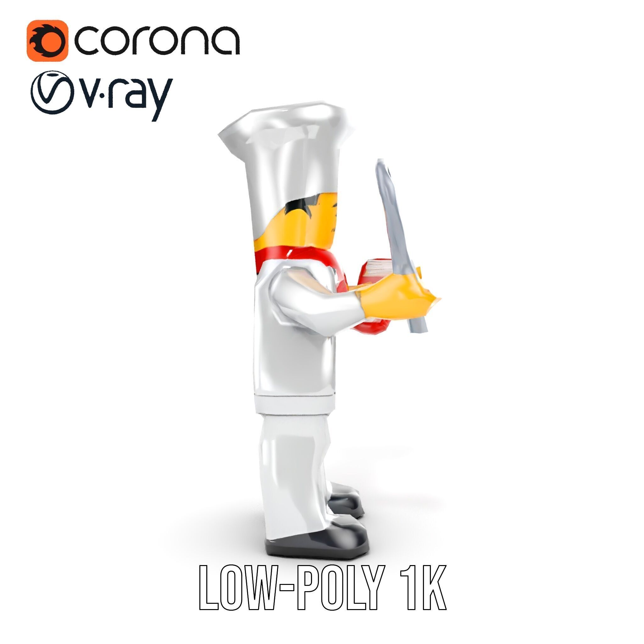 LegoStyle Chef Character Model Fully Rigged and Animated Low-poly 3D model_18