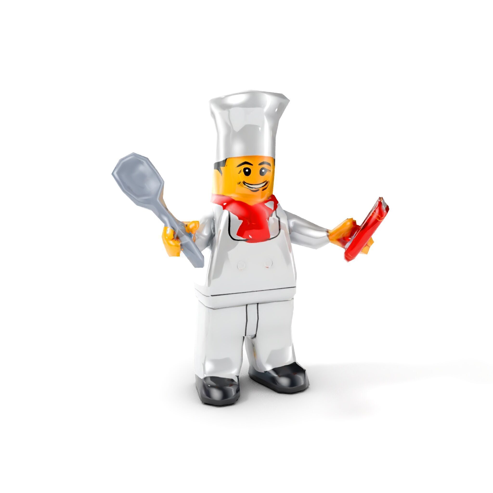 LegoStyle Chef Character Model Fully Rigged and Animated Low-poly 3D model_7