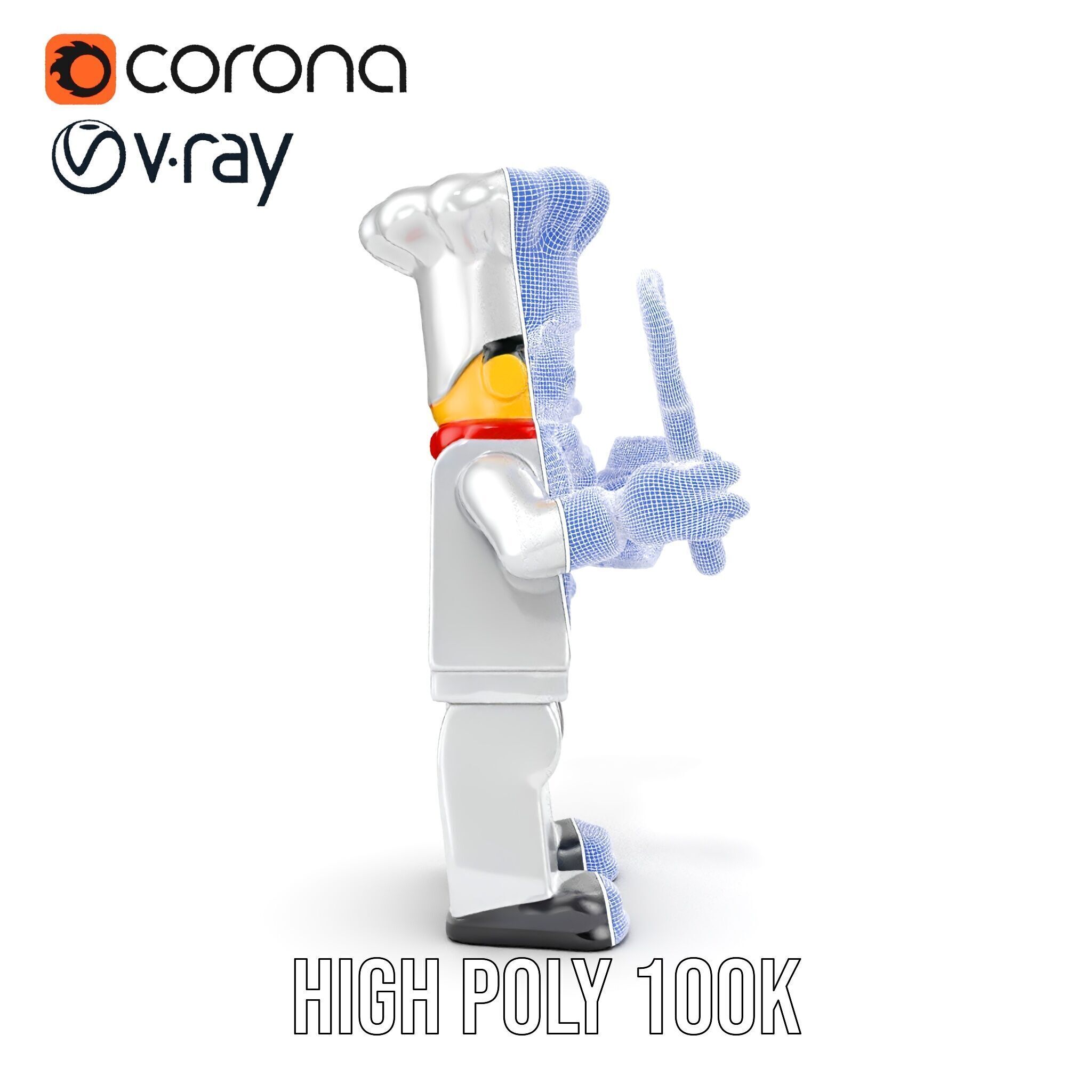 LegoStyle Chef Character Model Fully Rigged and Animated Low-poly 3D model_39