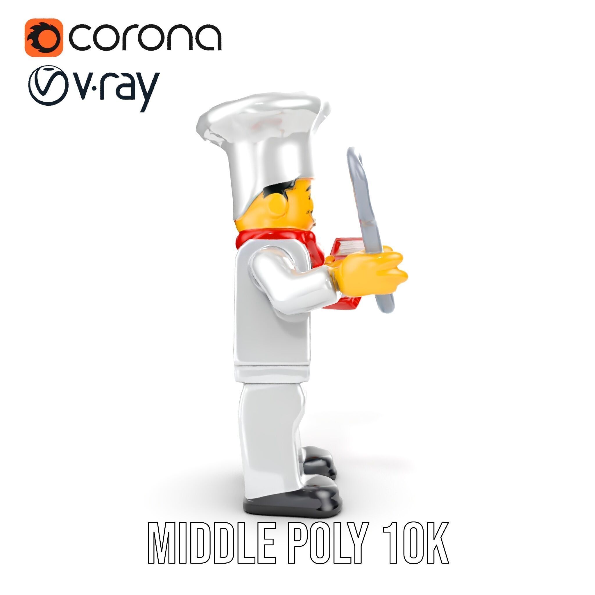 LegoStyle Chef Character Model Fully Rigged and Animated Low-poly 3D model_23