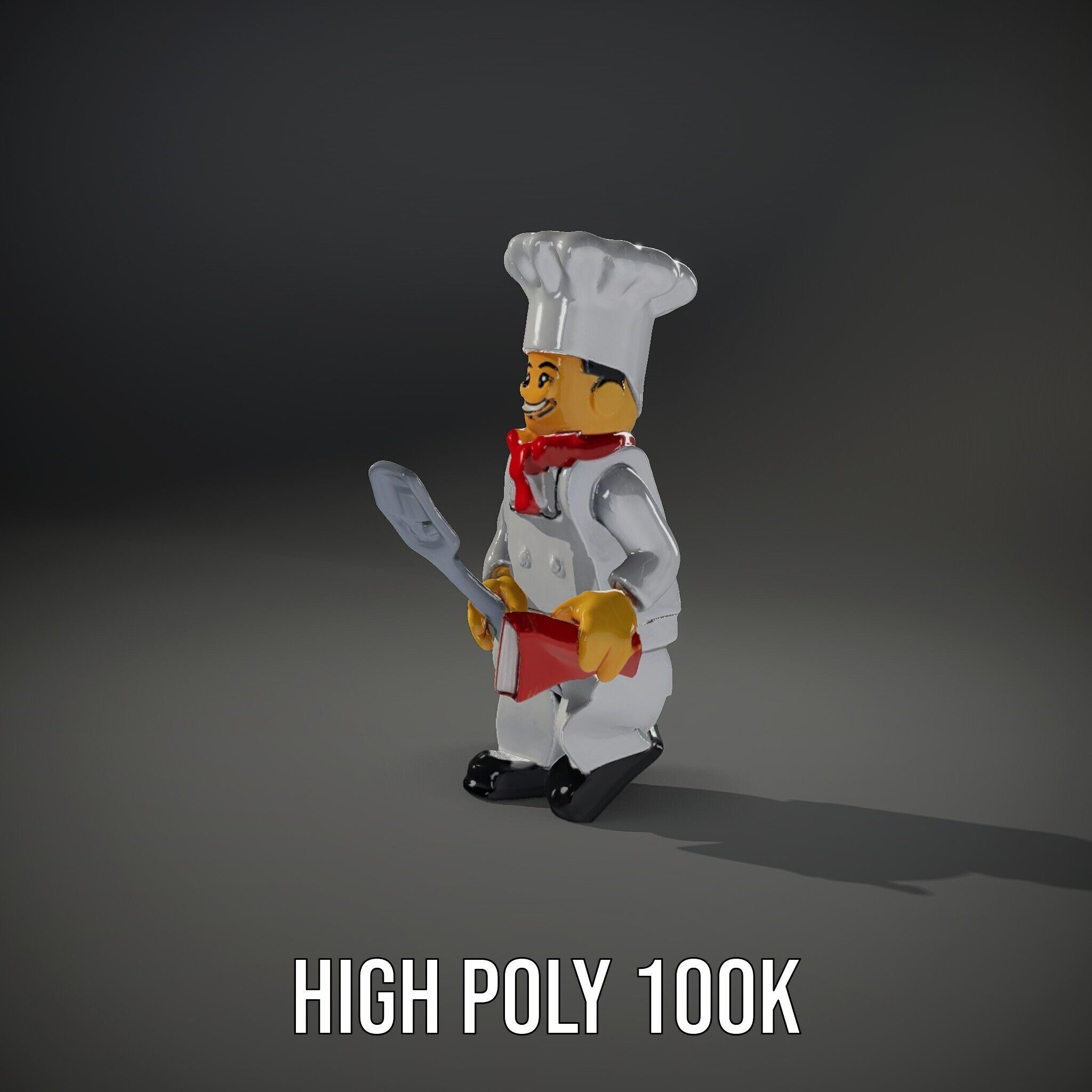 LegoStyle Chef Character Model Fully Rigged and Animated Low-poly 3D model_14