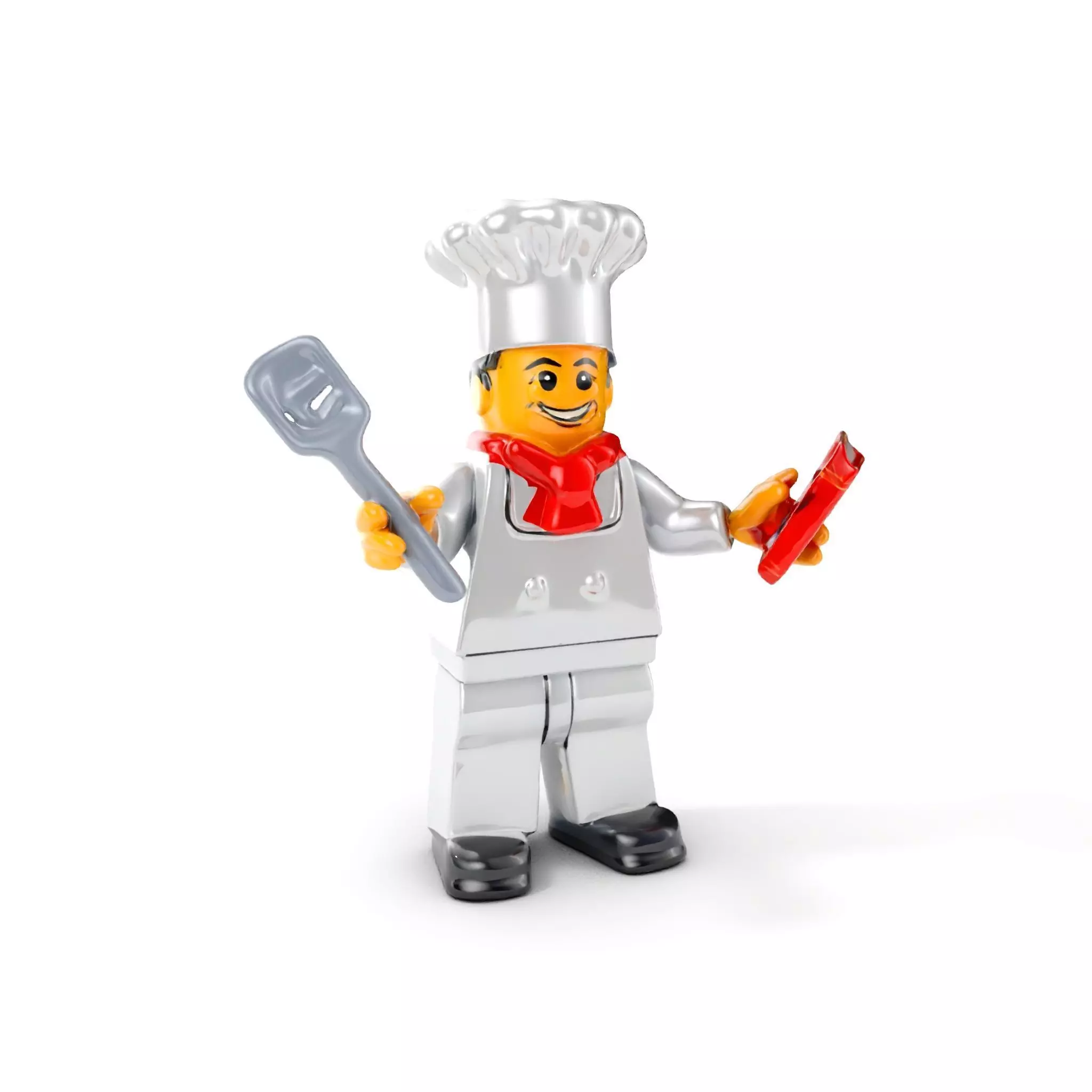 LegoStyle Chef Character Model Fully Rigged and Animated Low-poly 3D model_0