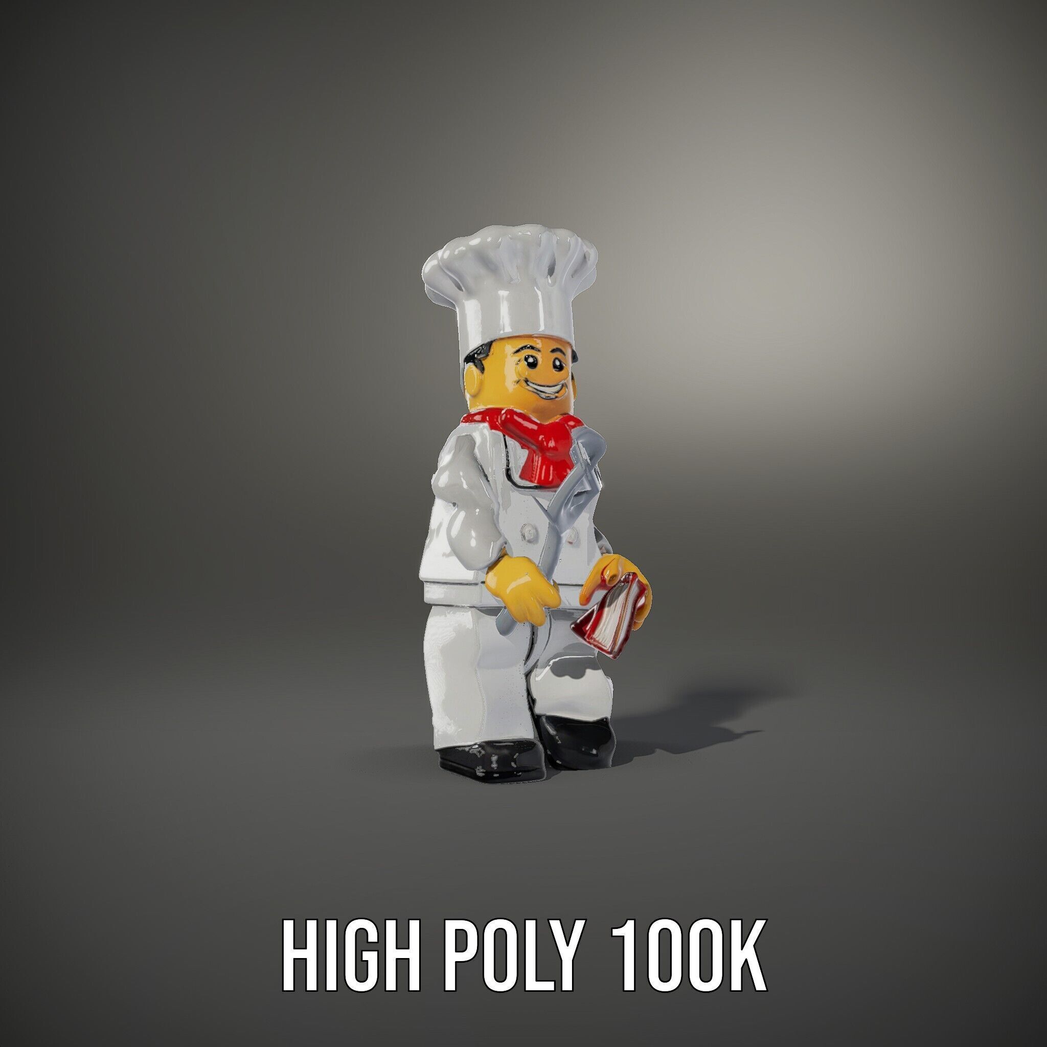 LegoStyle Chef Character Model Fully Rigged and Animated Low-poly 3D model_8