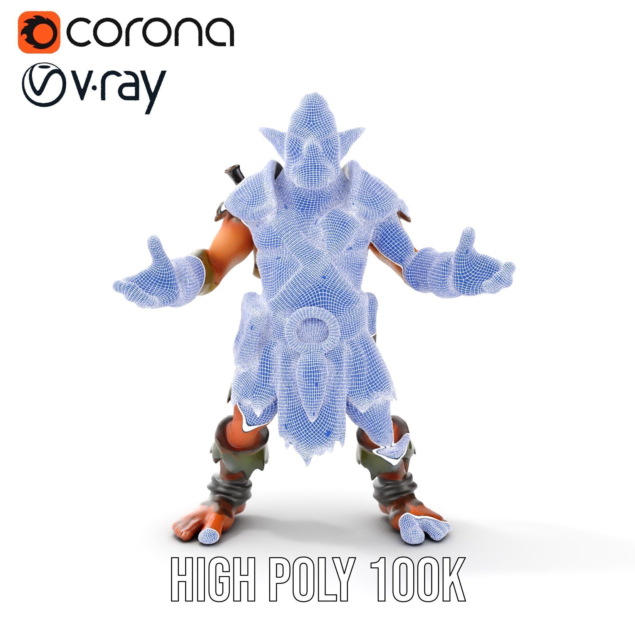 Fierce Goblin Warrior D Model Rigged and Animated Low-poly 3D model_39
