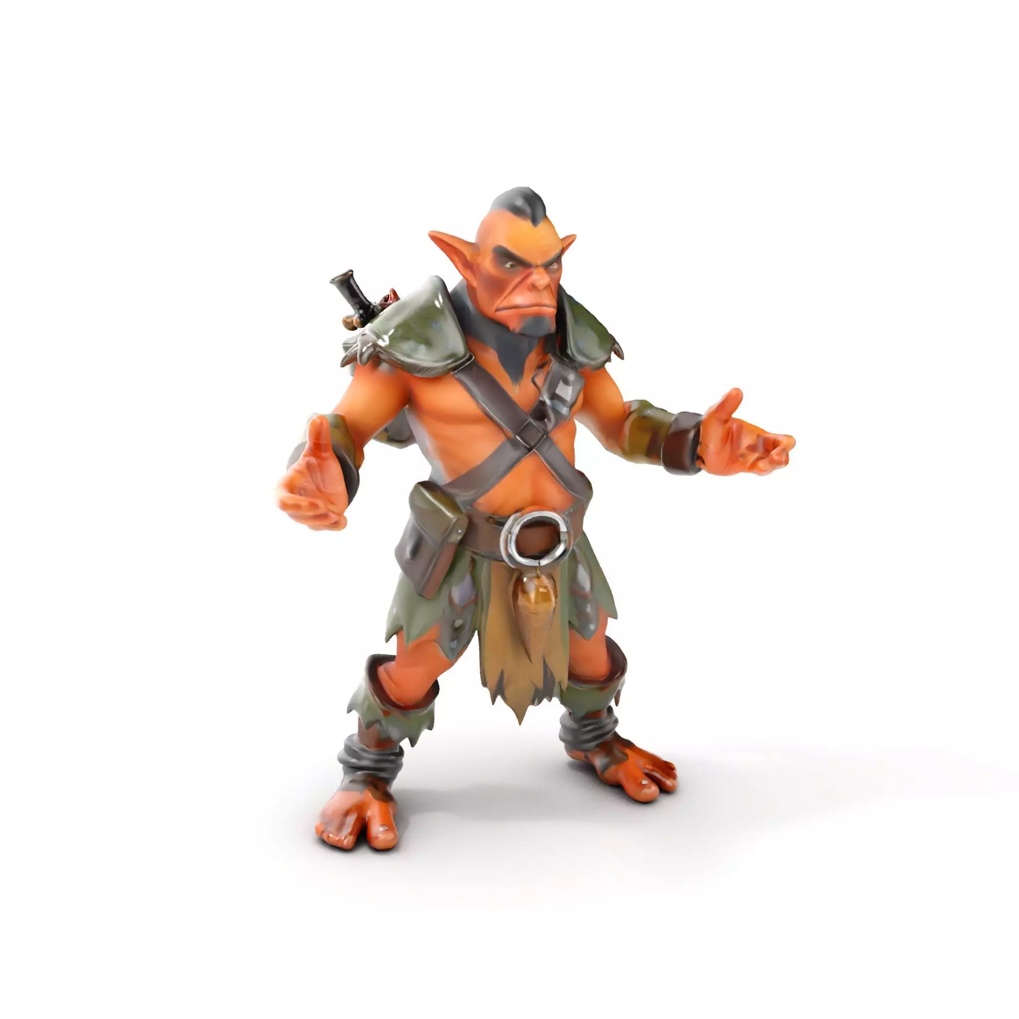Fierce Goblin Warrior D Model Rigged and Animated Low-poly 3D model_0