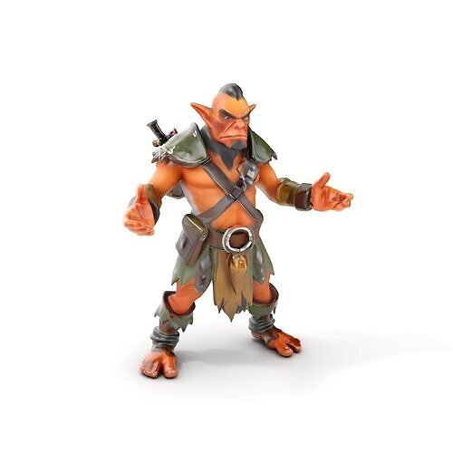 Fierce Goblin Warrior D Model  Rigged and Animated Low-poly 3D model