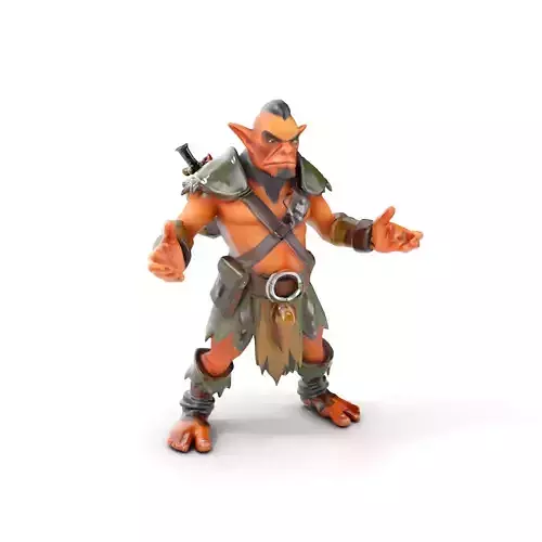 Fierce Goblin Warrior D Model  Rigged and Animated Low-poly 3D model