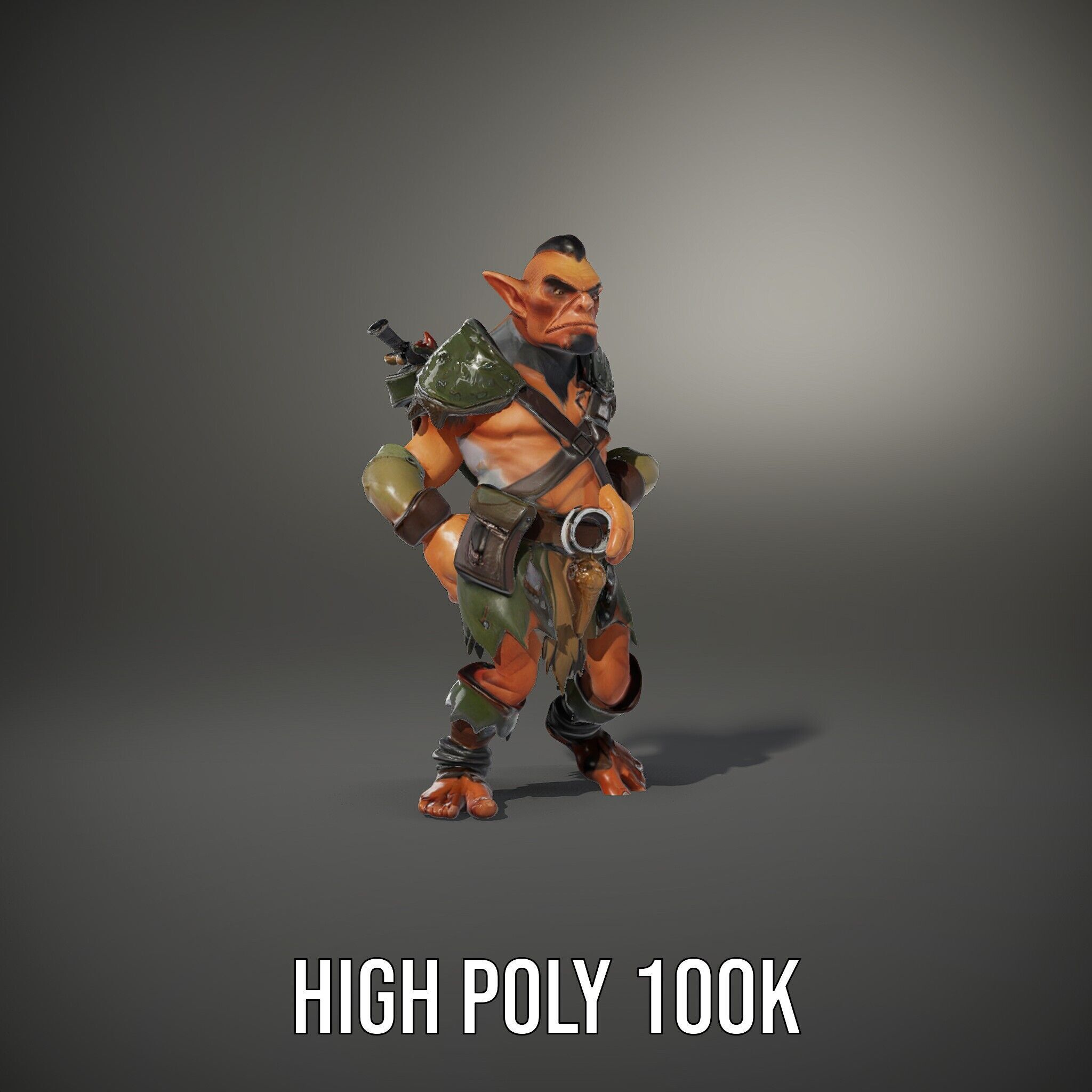 Fierce Goblin Warrior D Model Rigged and Animated Low-poly 3D model_14
