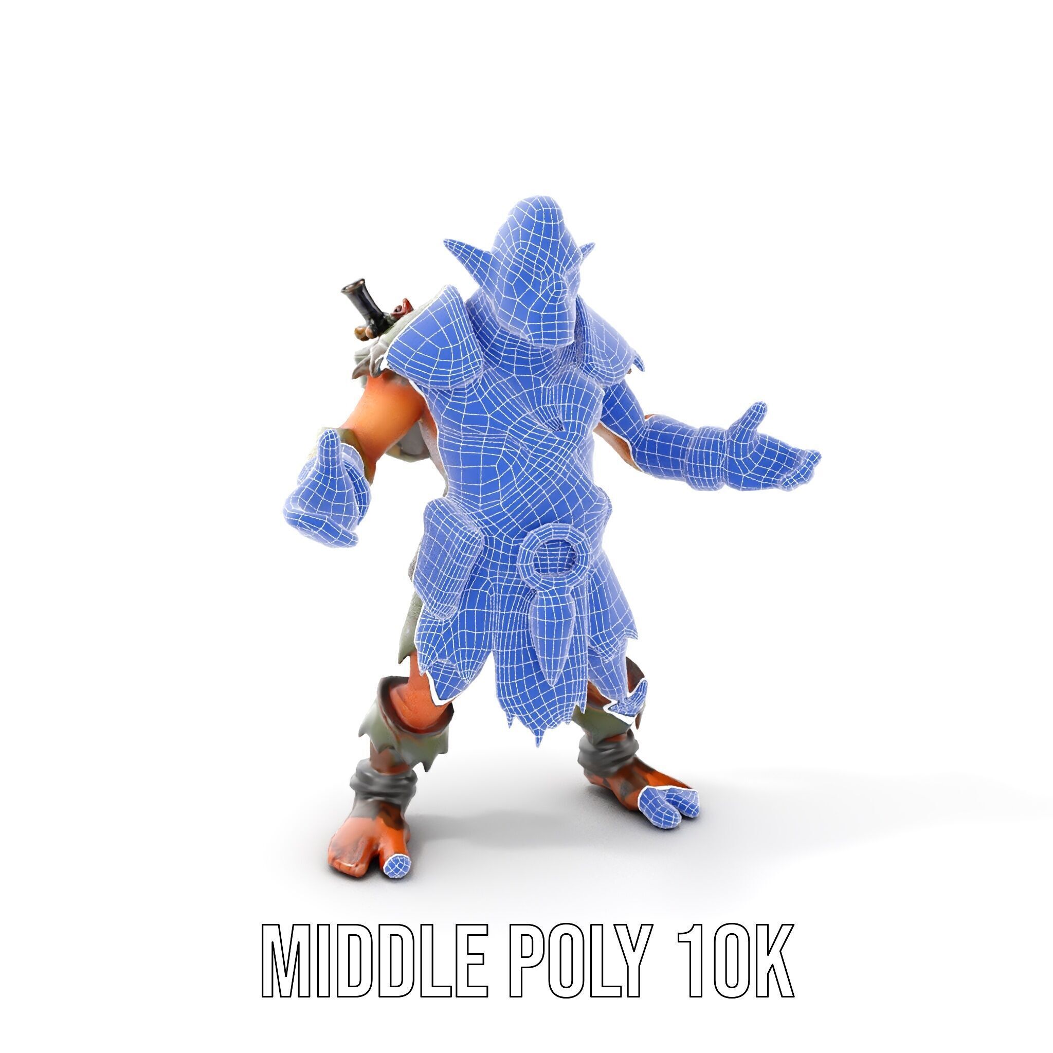 Fierce Goblin Warrior D Model Rigged and Animated Low-poly 3D model_19