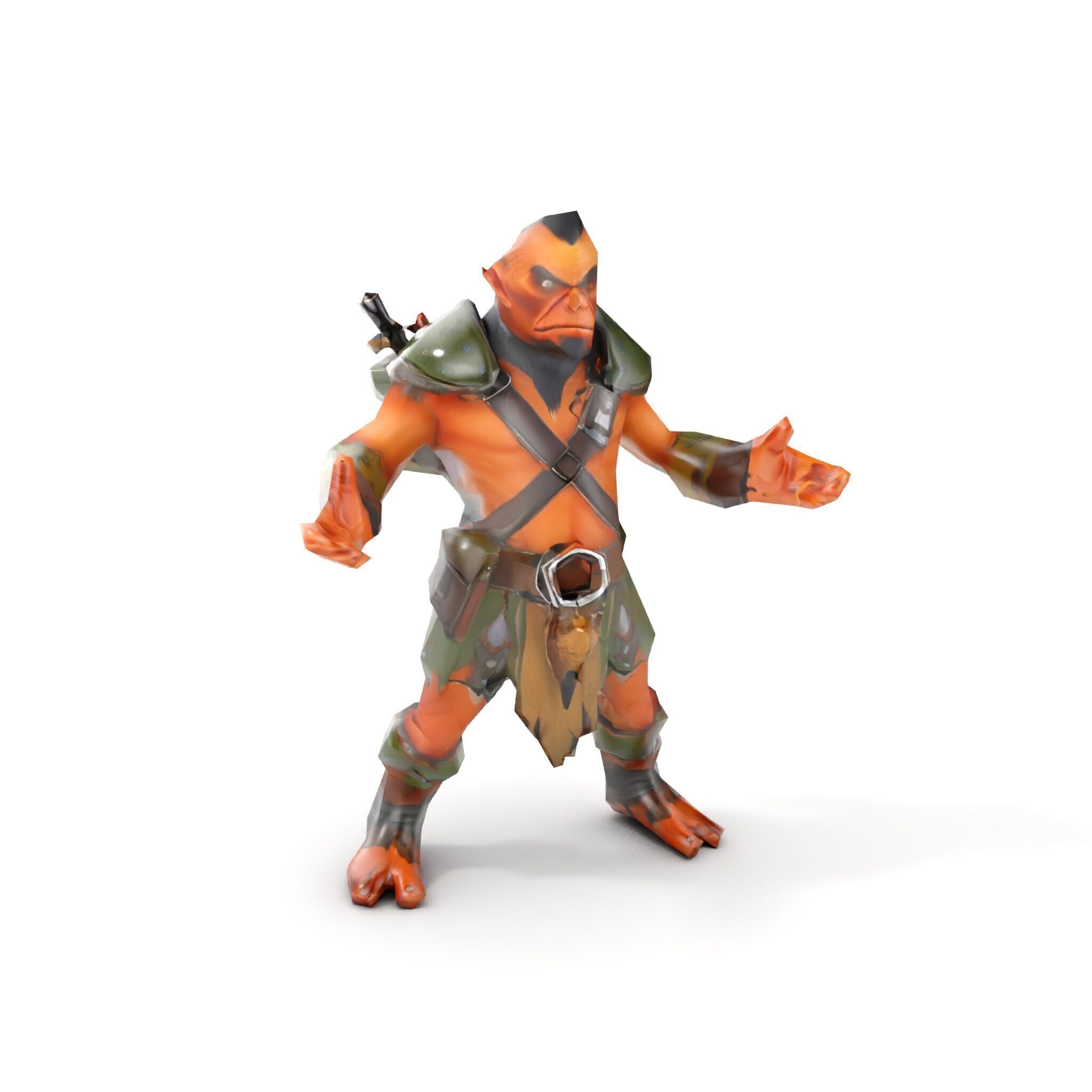 Fierce Goblin Warrior D Model Rigged and Animated Low-poly 3D model_20