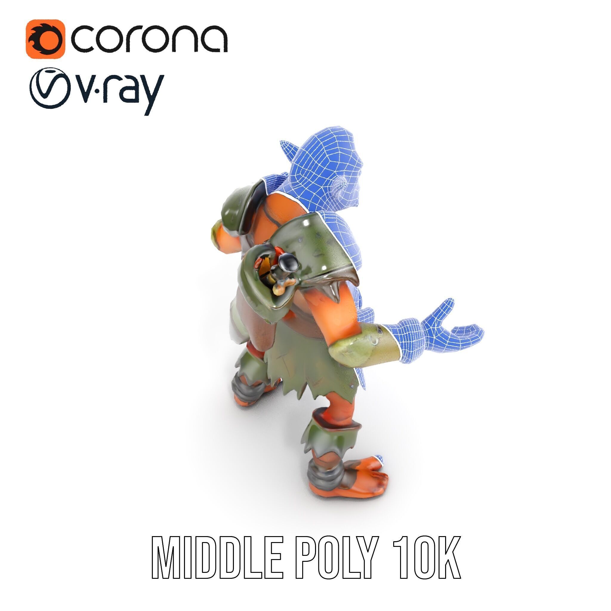 Fierce Goblin Warrior D Model Rigged and Animated Low-poly 3D model_36