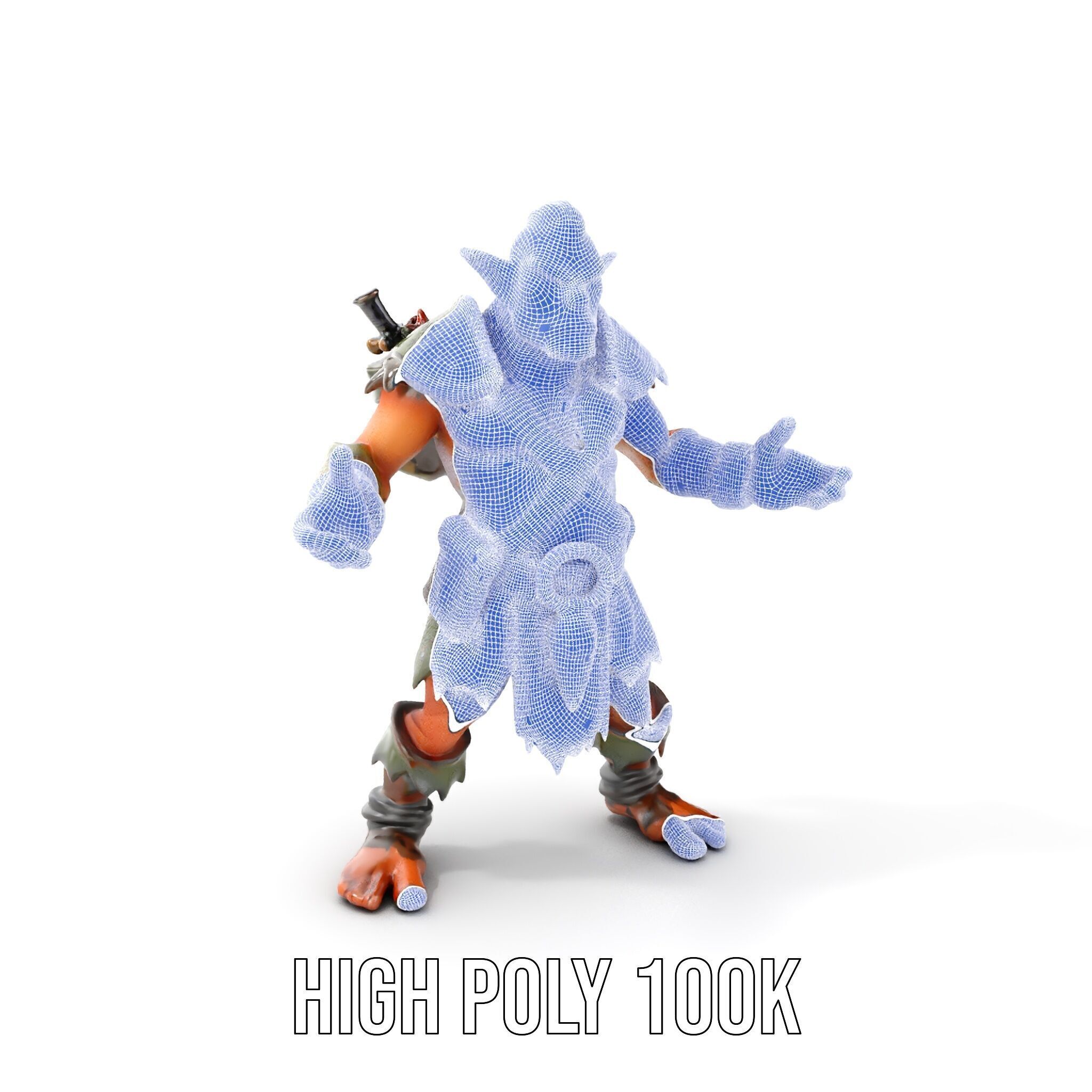 Fierce Goblin Warrior D Model Rigged and Animated Low-poly 3D model_4