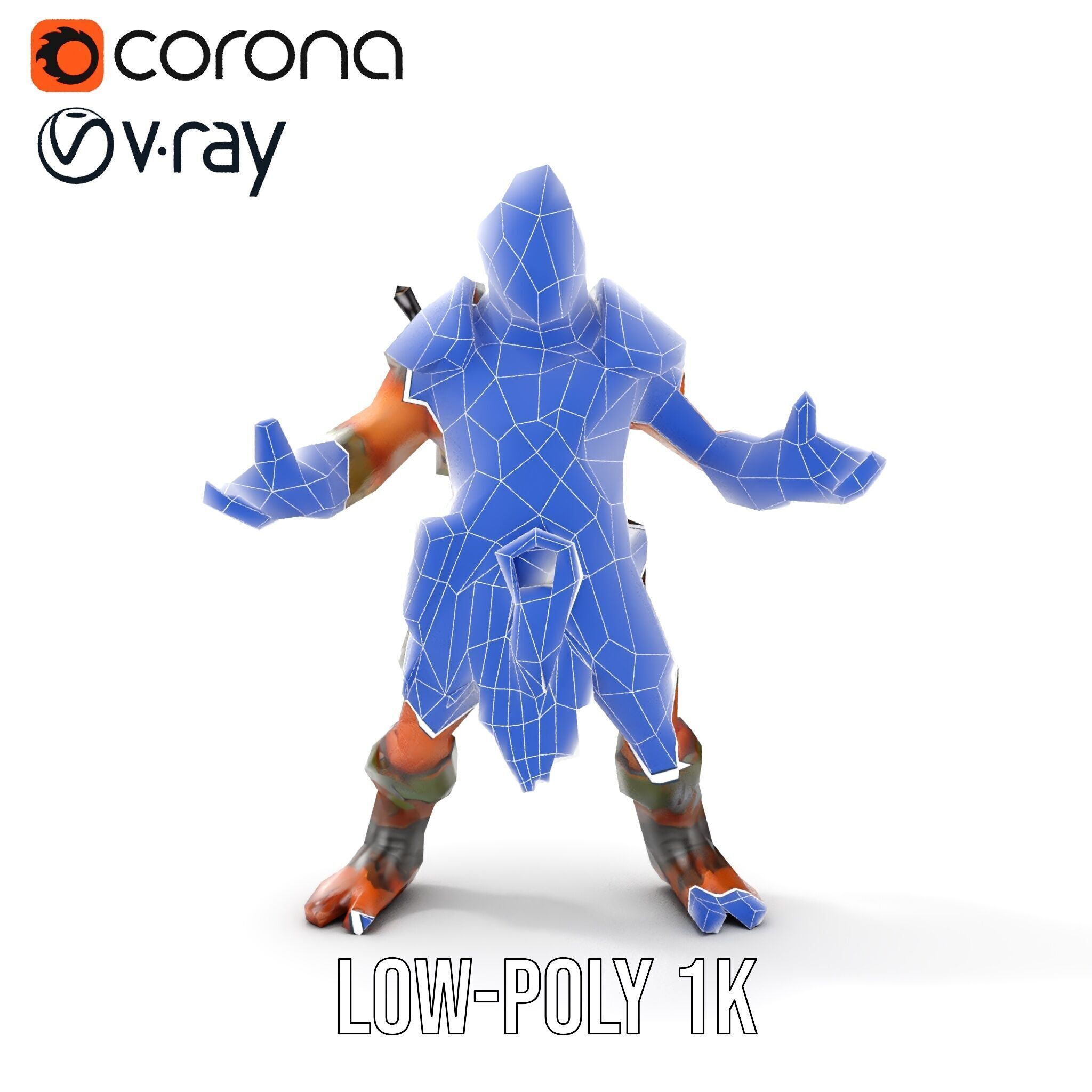 Fierce Goblin Warrior D Model Rigged and Animated Low-poly 3D model_26