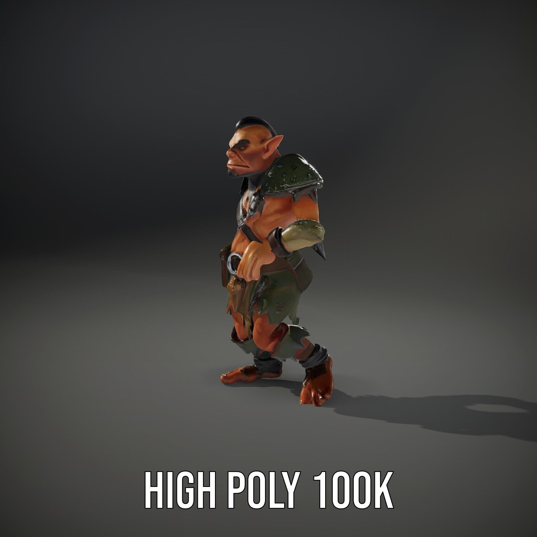 Fierce Goblin Warrior D Model Rigged and Animated Low-poly 3D model_11