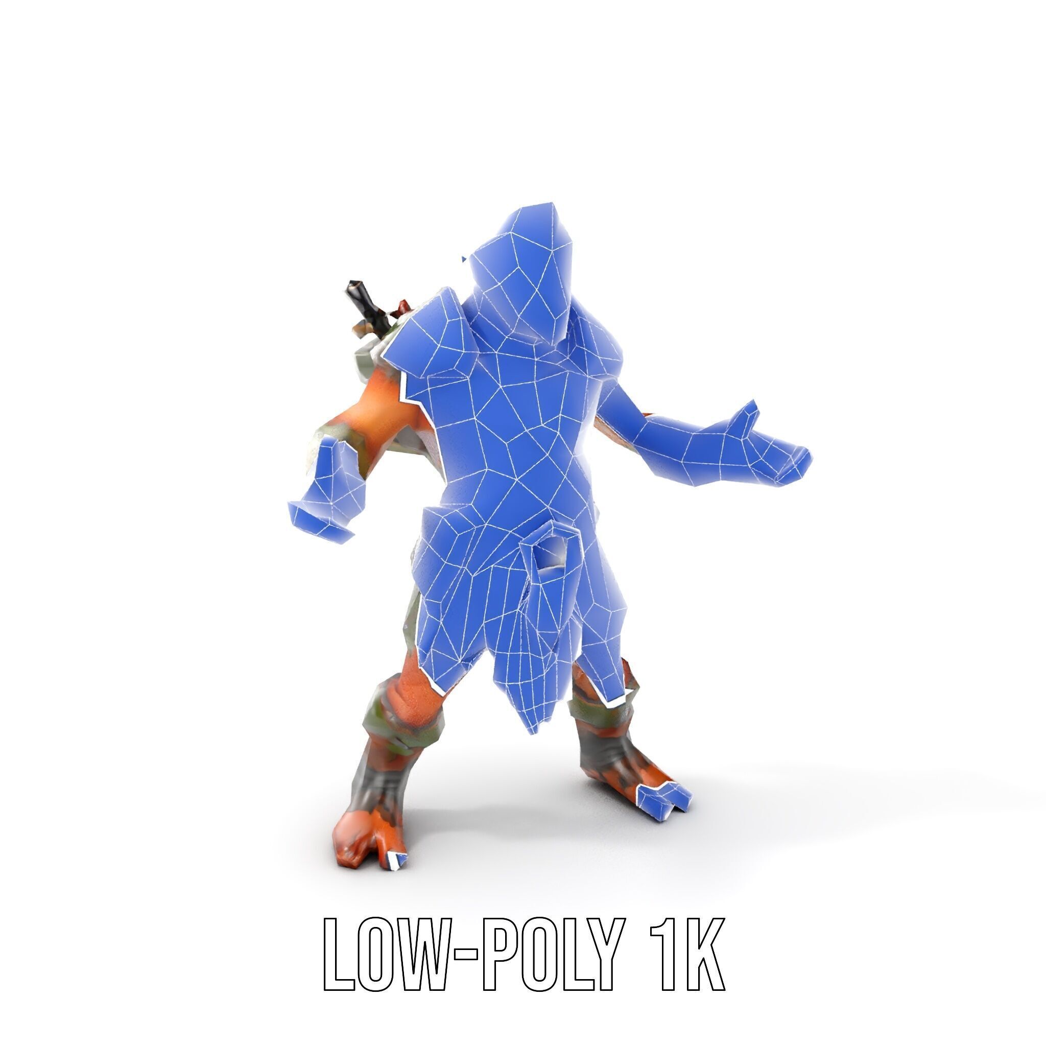 Fierce Goblin Warrior D Model Rigged and Animated Low-poly 3D model_7