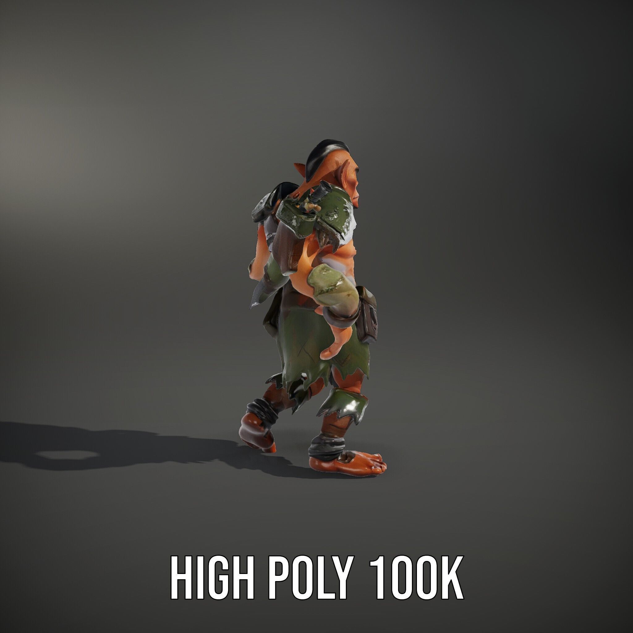 Fierce Goblin Warrior D Model Rigged and Animated Low-poly 3D model_8
