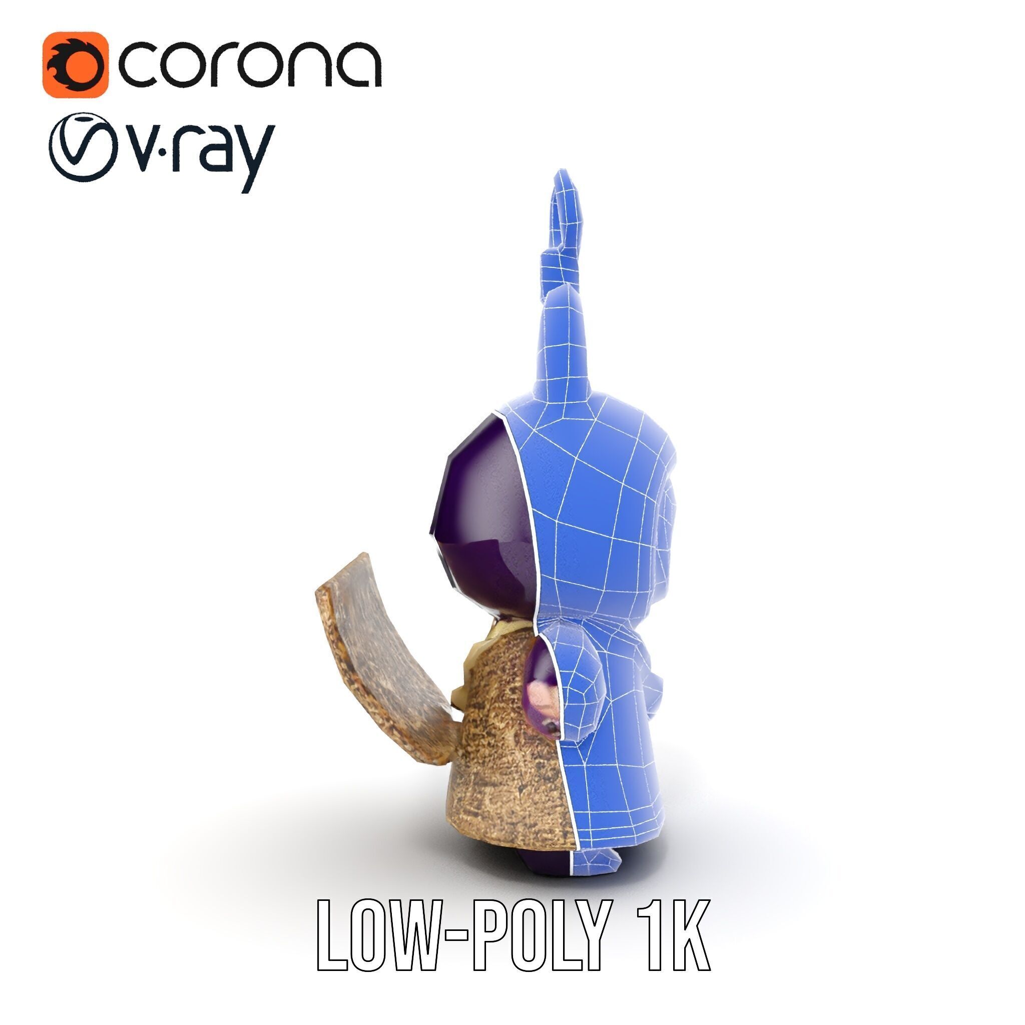 Purple Monster Keychain Model Pack for Games and Animation Low-poly 3D model_16