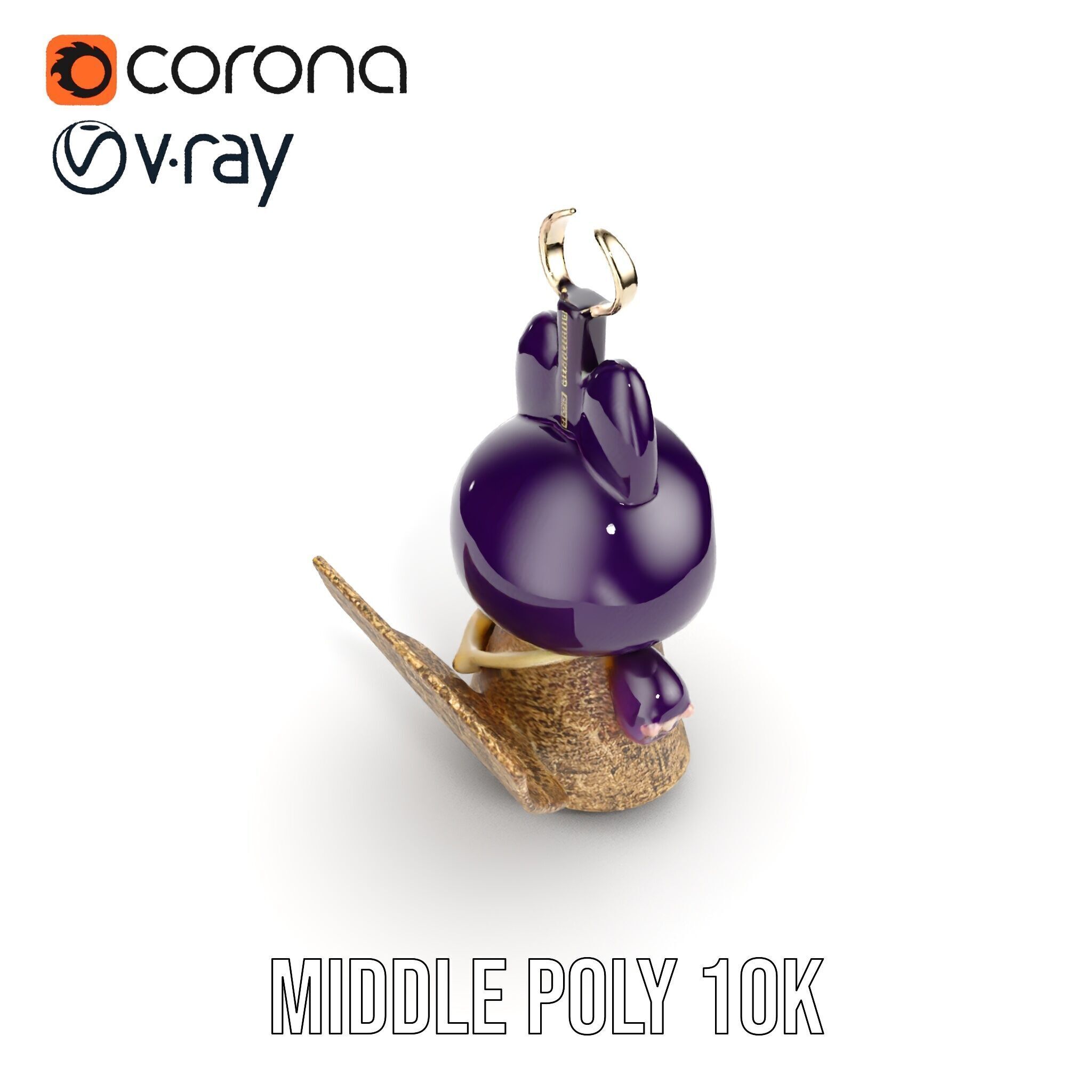 Purple Monster Keychain Model Pack for Games and Animation Low-poly 3D model_6