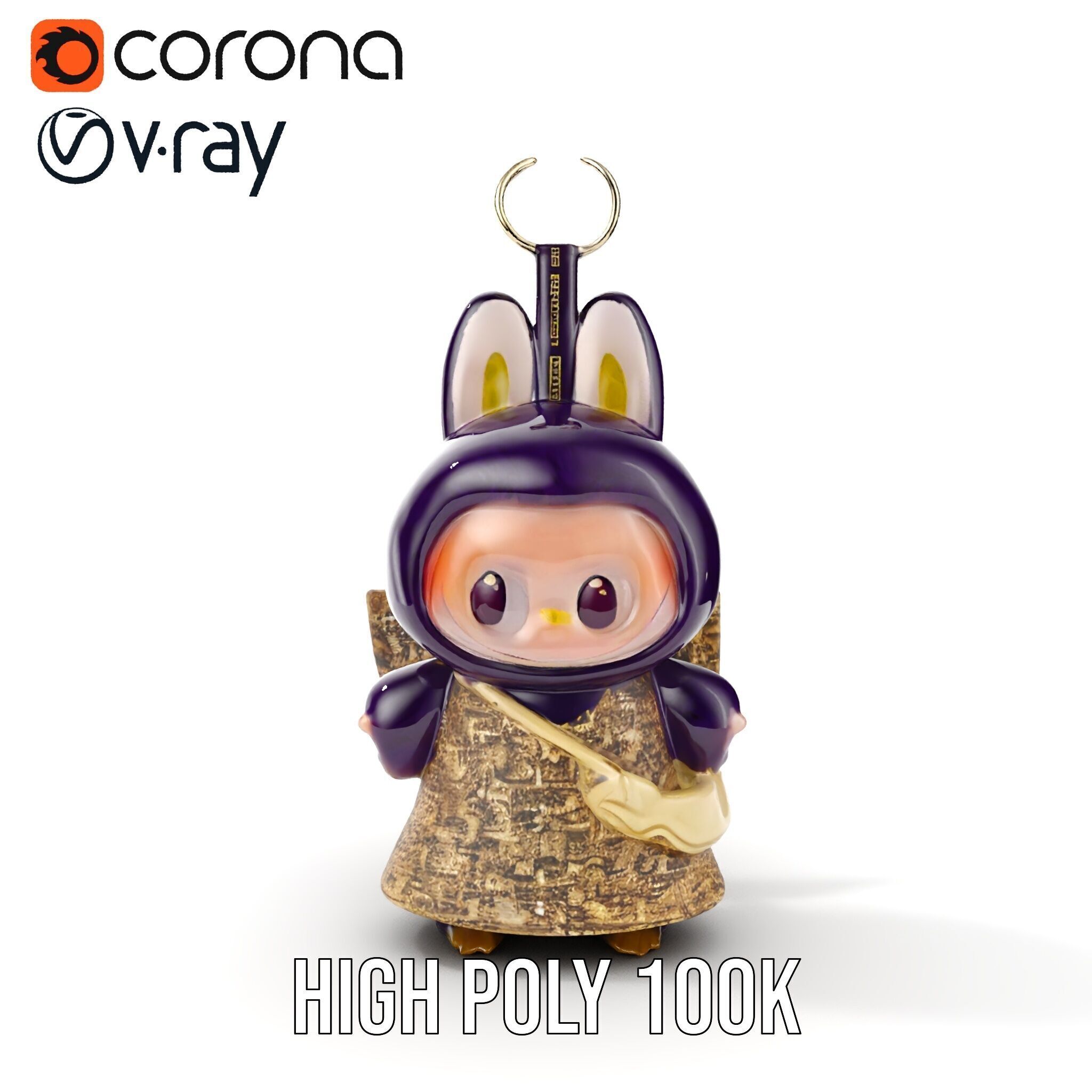 Purple Monster Keychain Model Pack for Games and Animation Low-poly 3D model_29