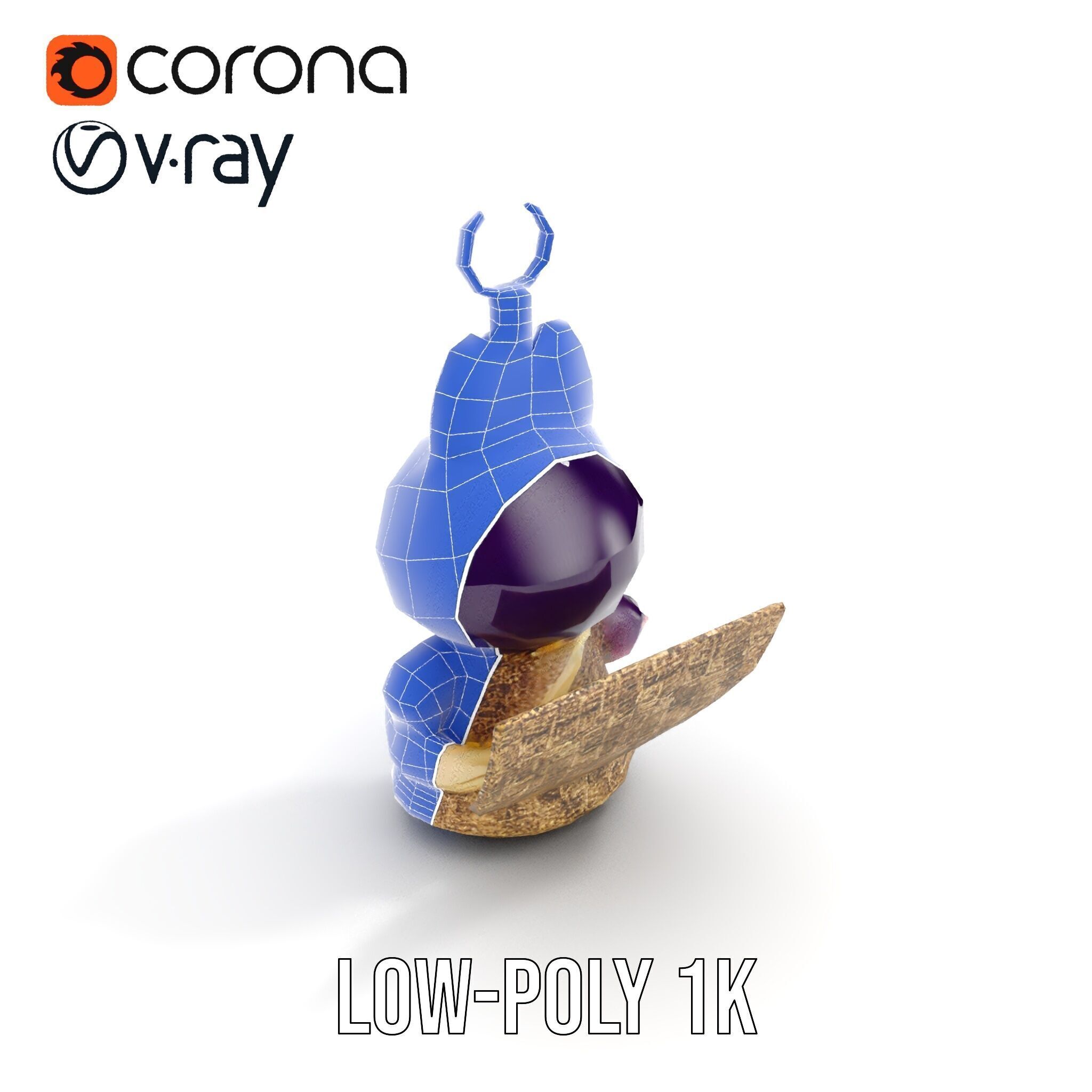 Purple Monster Keychain Model Pack for Games and Animation Low-poly 3D model_18