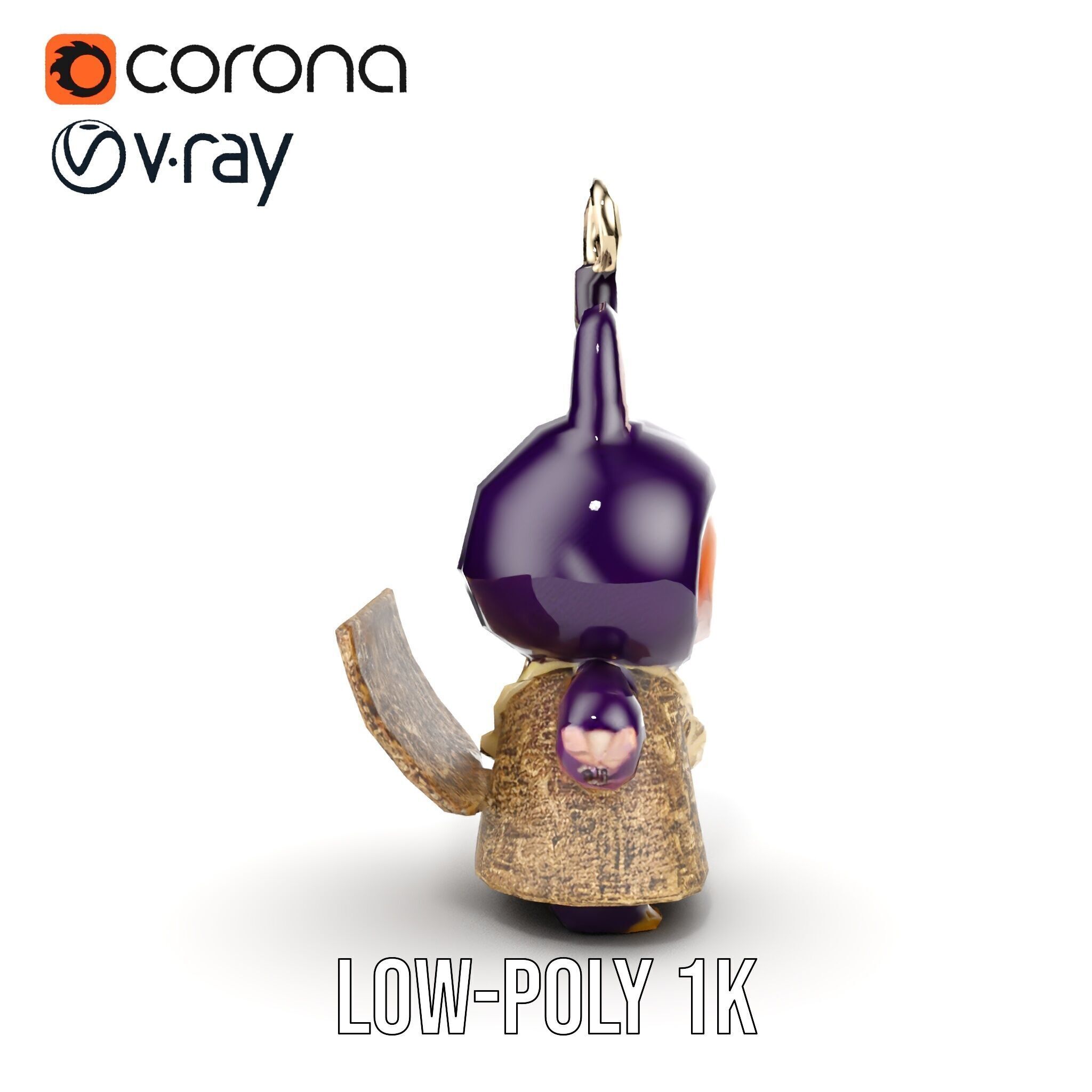 Purple Monster Keychain Model Pack for Games and Animation Low-poly 3D model_31